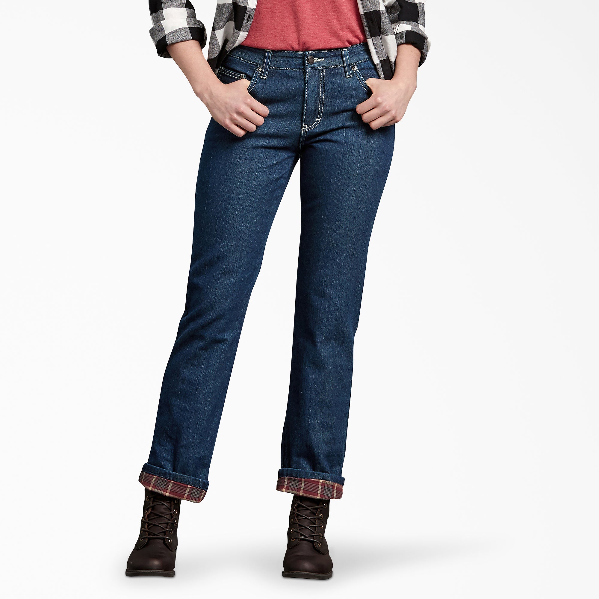 "Women's Denim Flannel Lined Relaxed Fit Jeans"