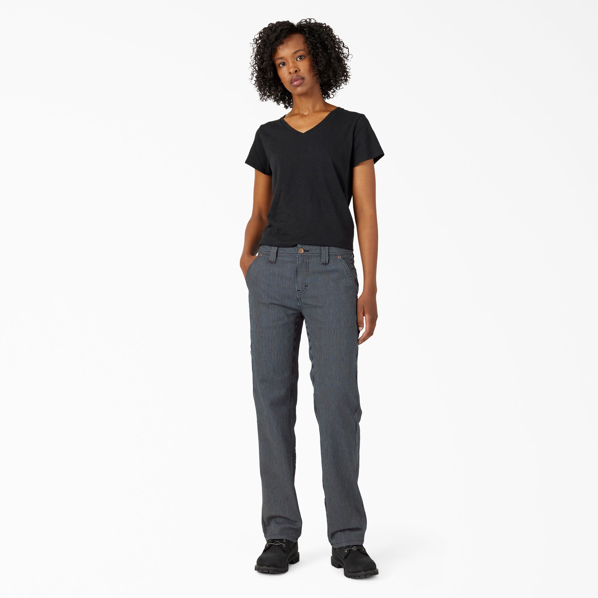 "Women's FLEX Relaxed Fit Hickory Stripe Carpenter Pants"