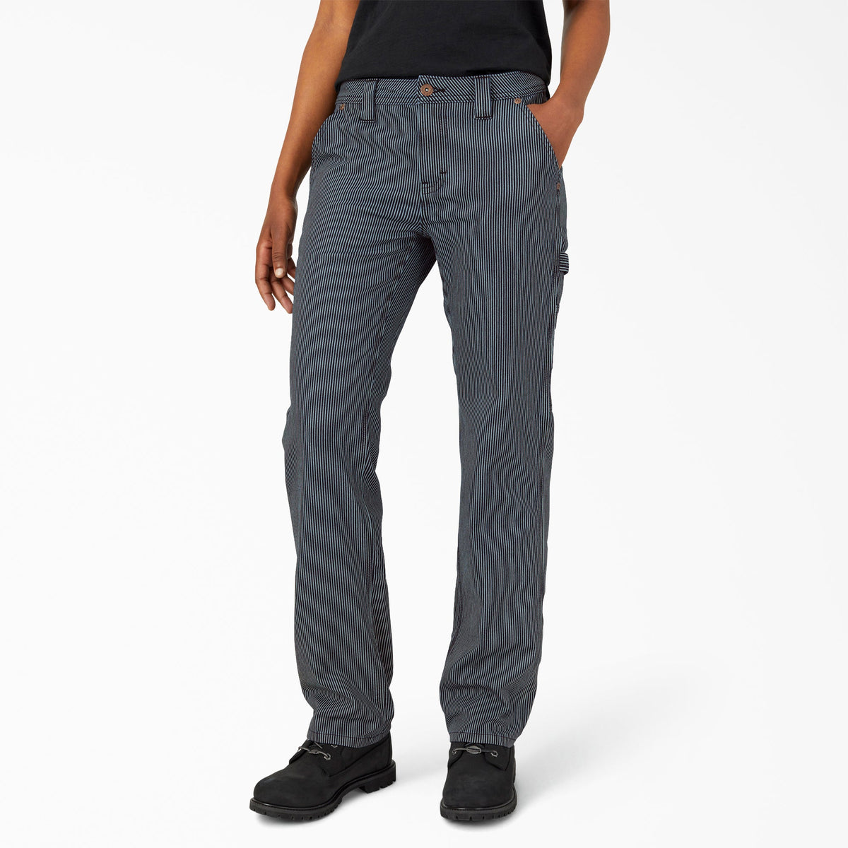 "Women's FLEX Relaxed Fit Hickory Stripe Carpenter Pants"