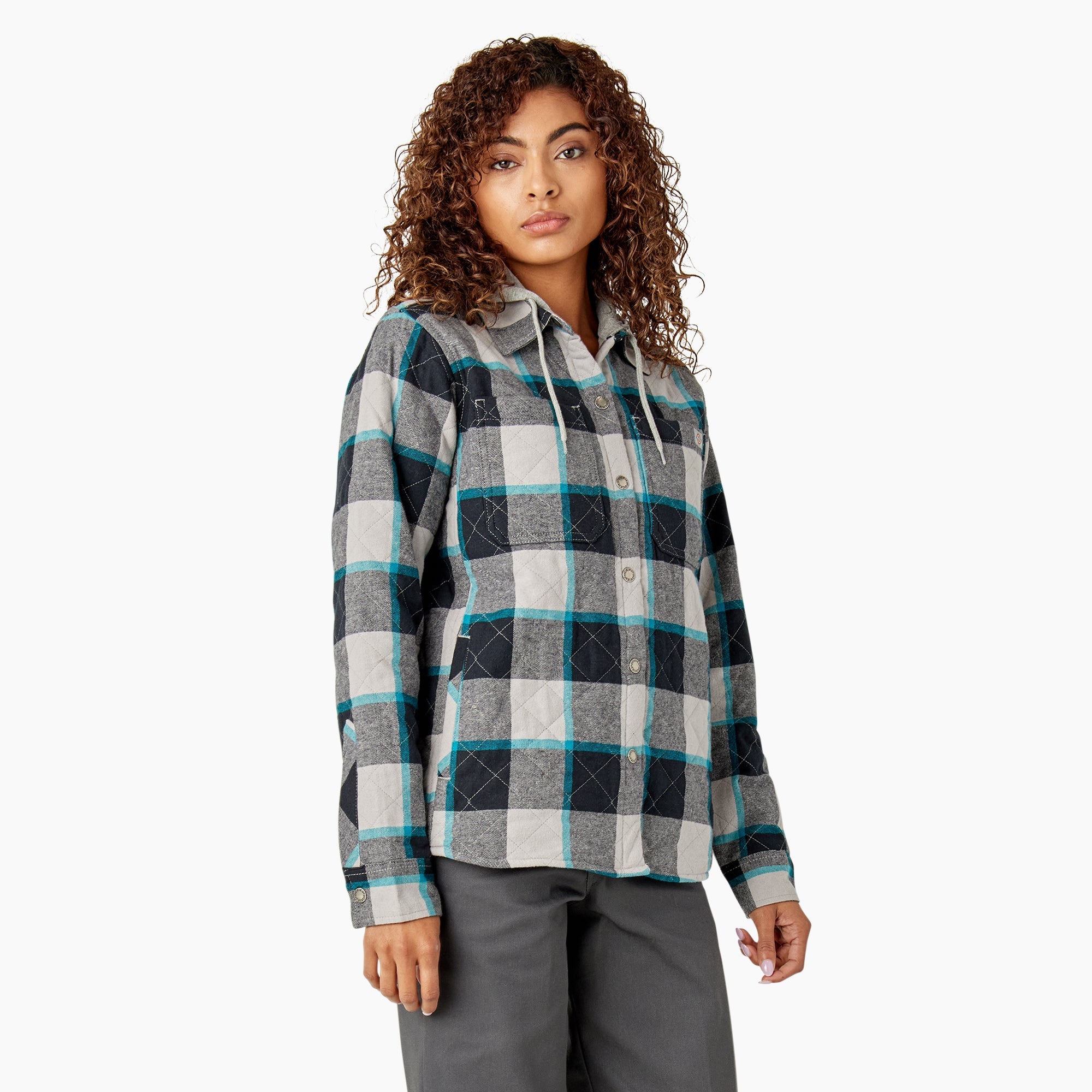 "Women's Flannel Hooded Shirt Jacket"