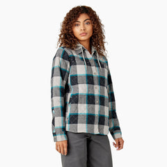 "Women's Flannel Hooded Shirt Jacket"