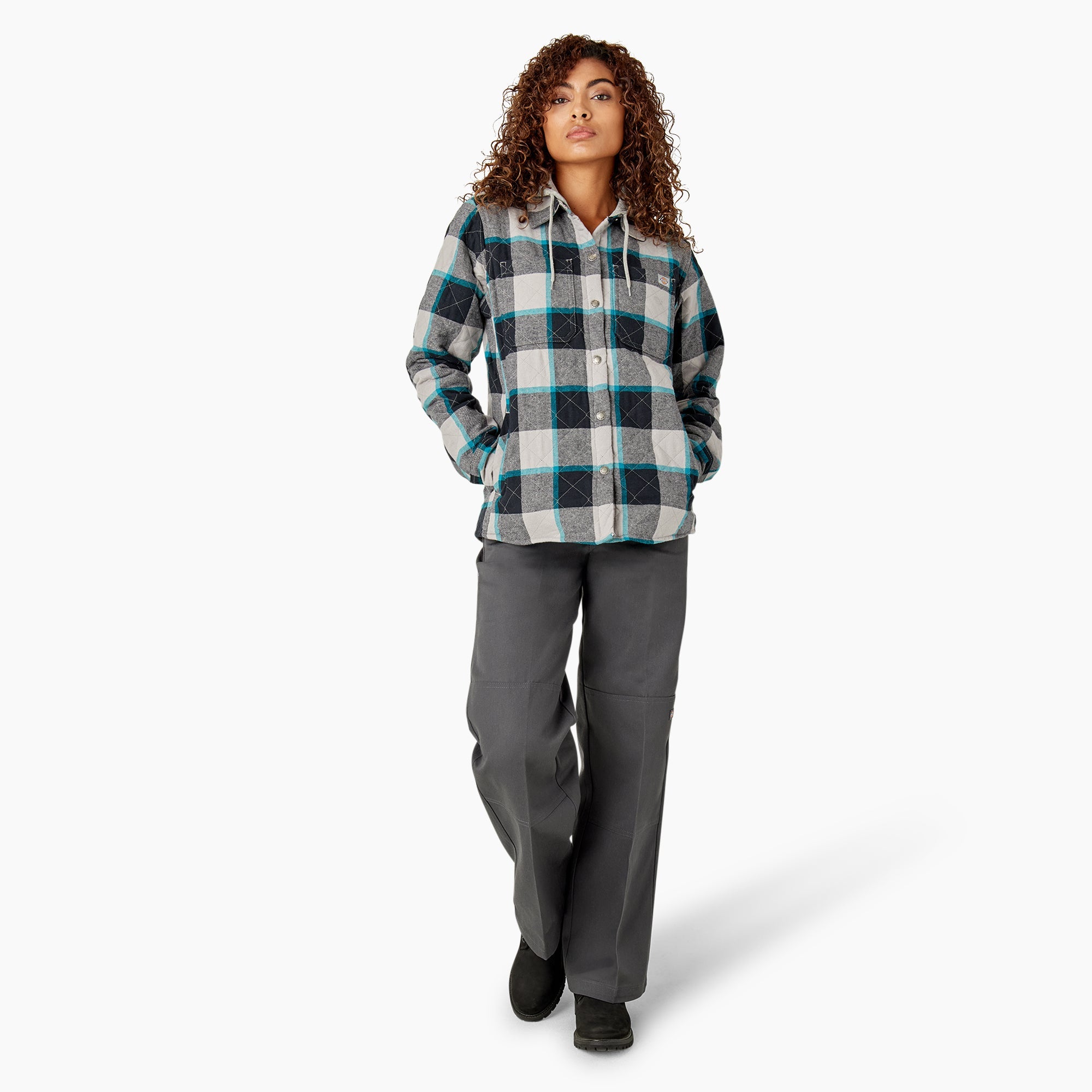 "Women's Flannel Hooded Shirt Jacket"