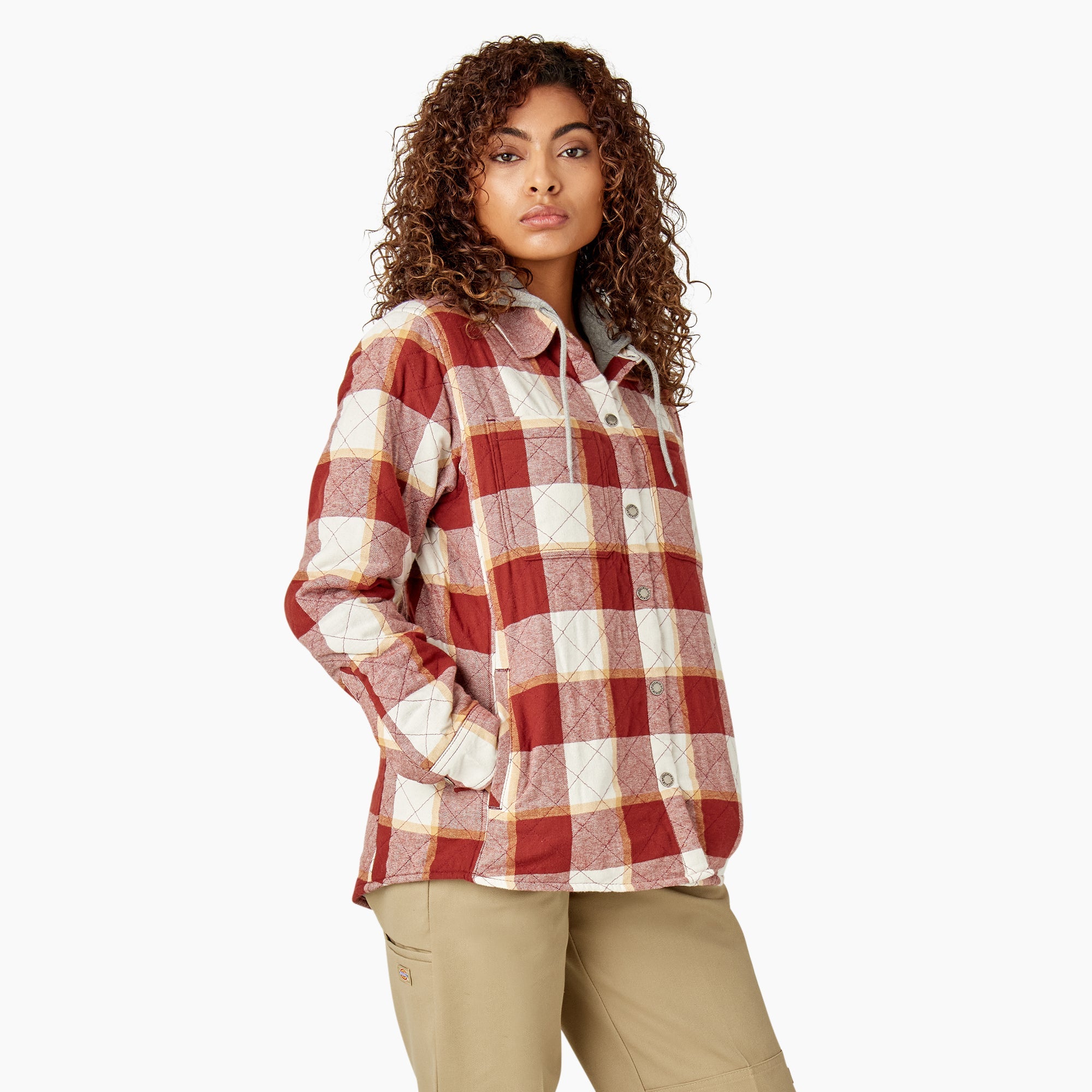 "Women's Flannel Hooded Shirt Jacket"