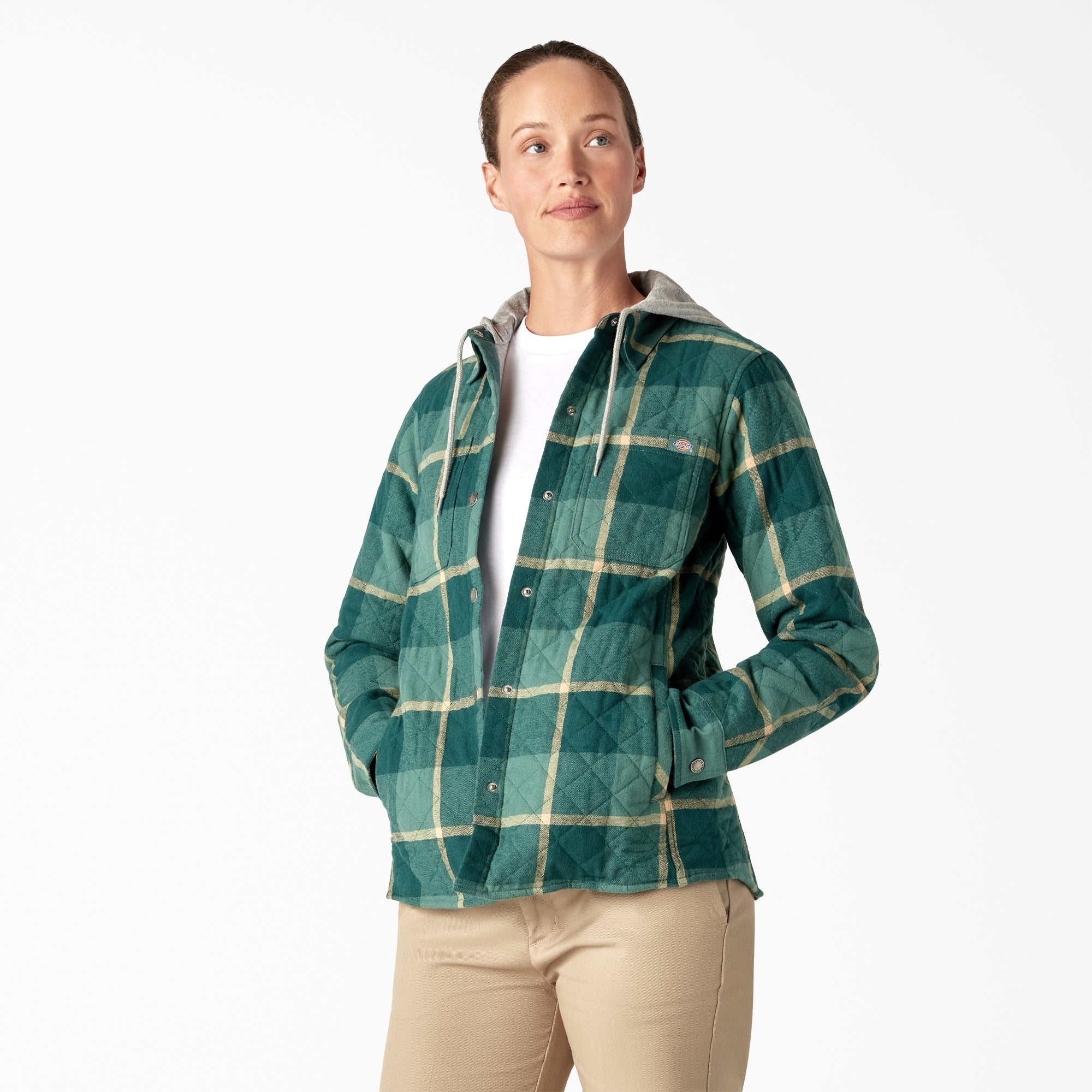 "Women's Flannel Hooded Shirt Jacket"
