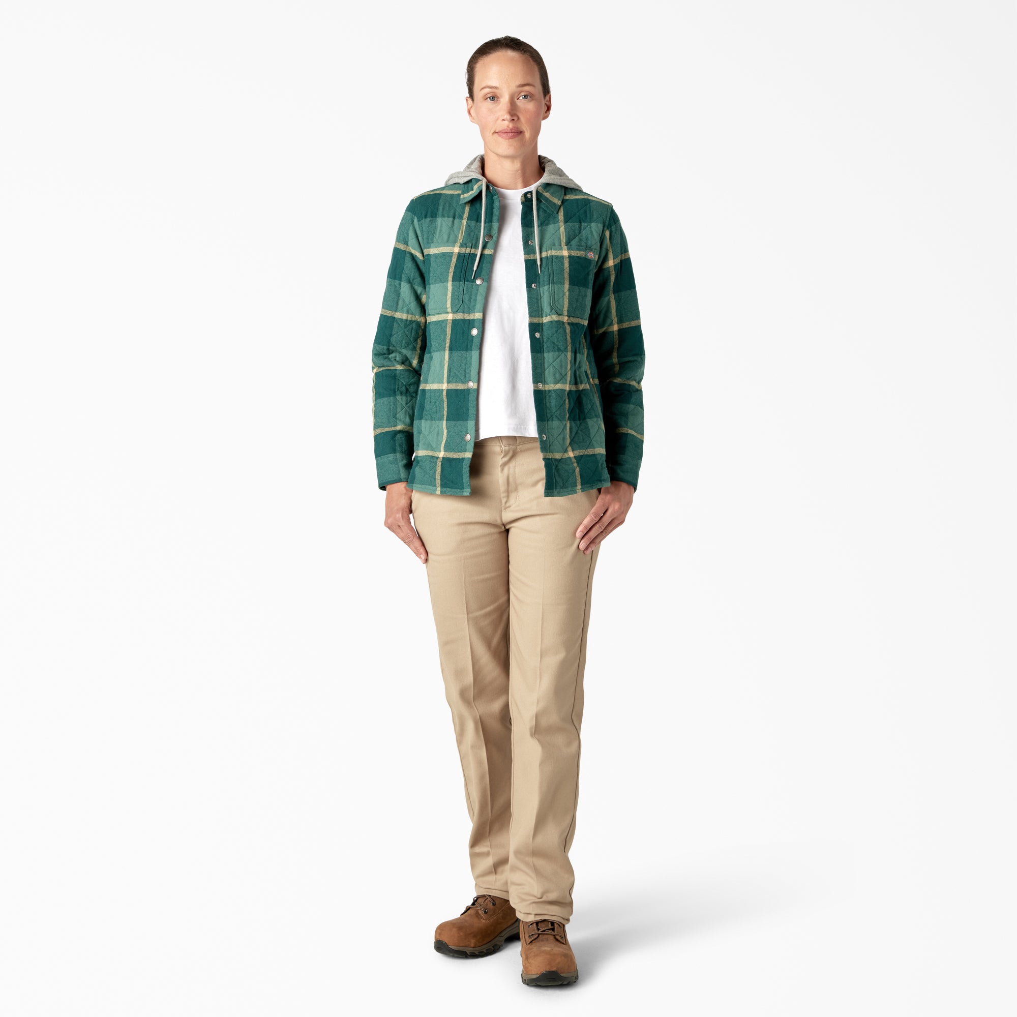 "Women's Flannel Hooded Shirt Jacket"