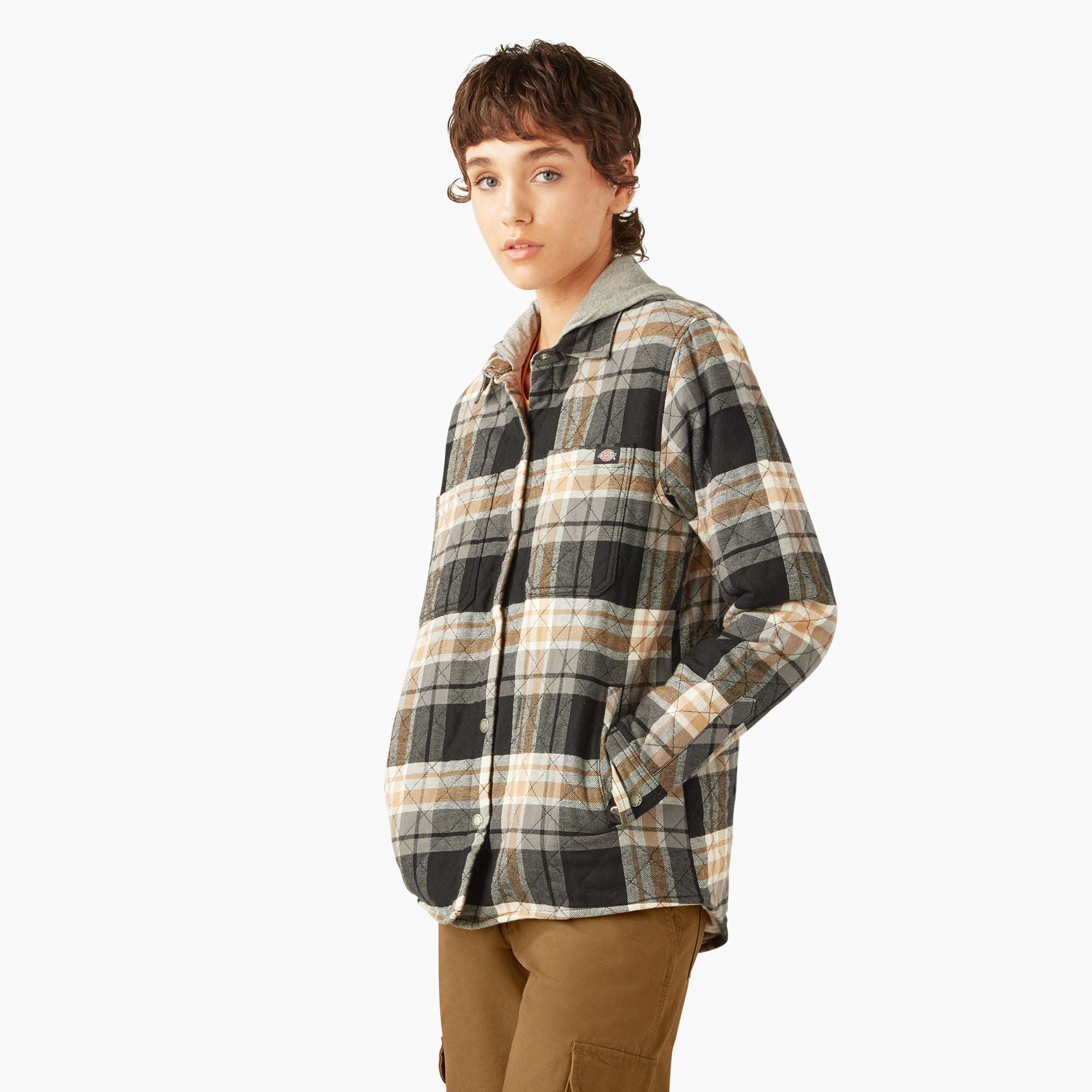 "Women's Flannel Hooded Shirt Jacket"