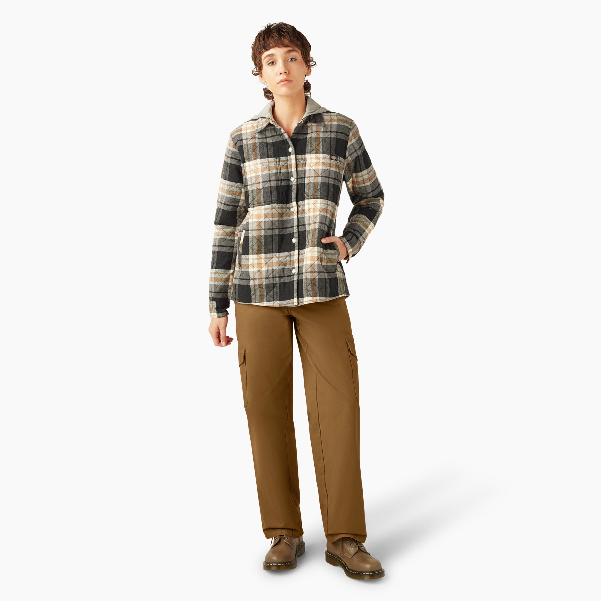 "Women's Flannel Hooded Shirt Jacket"