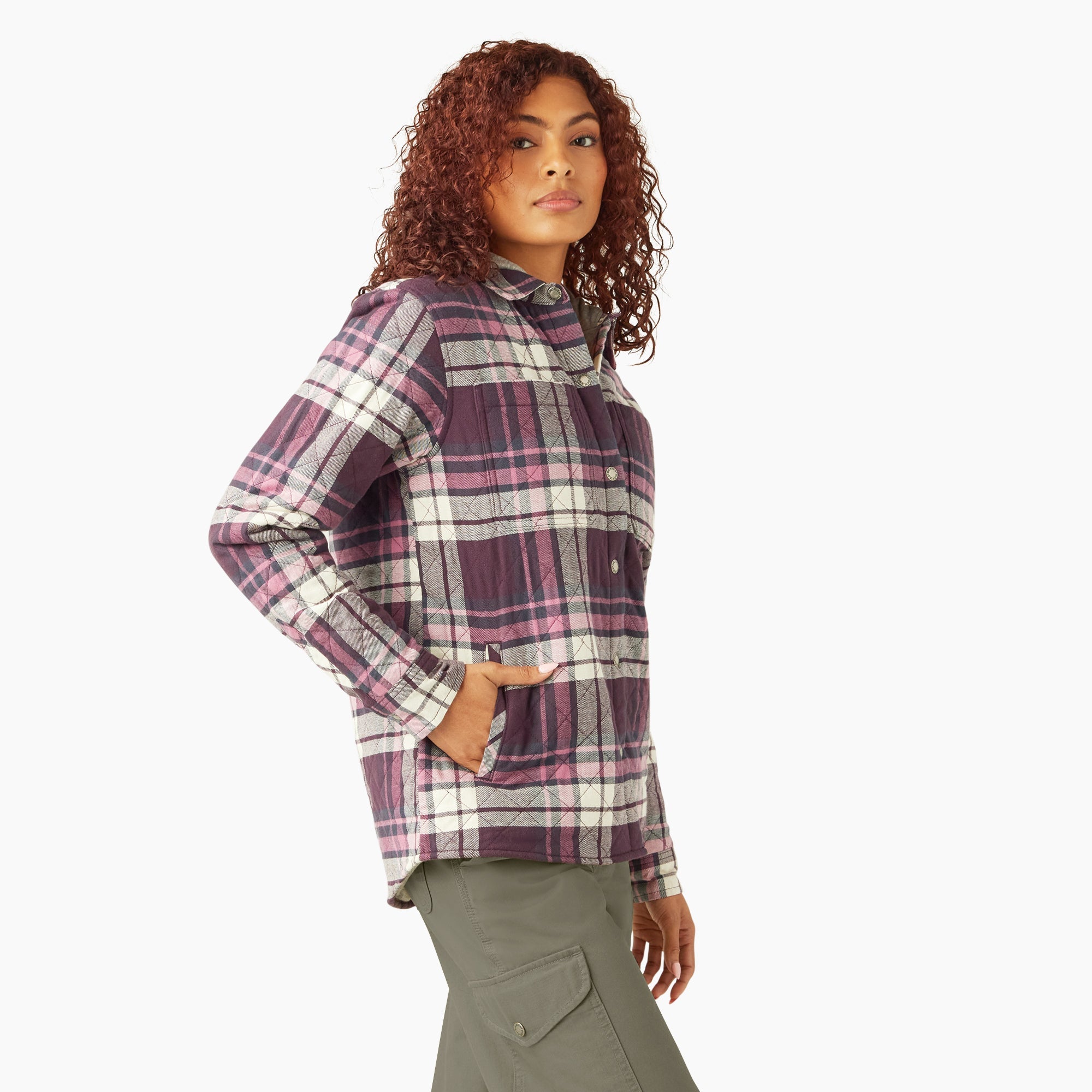 "Women's Flannel Hooded Shirt Jacket"