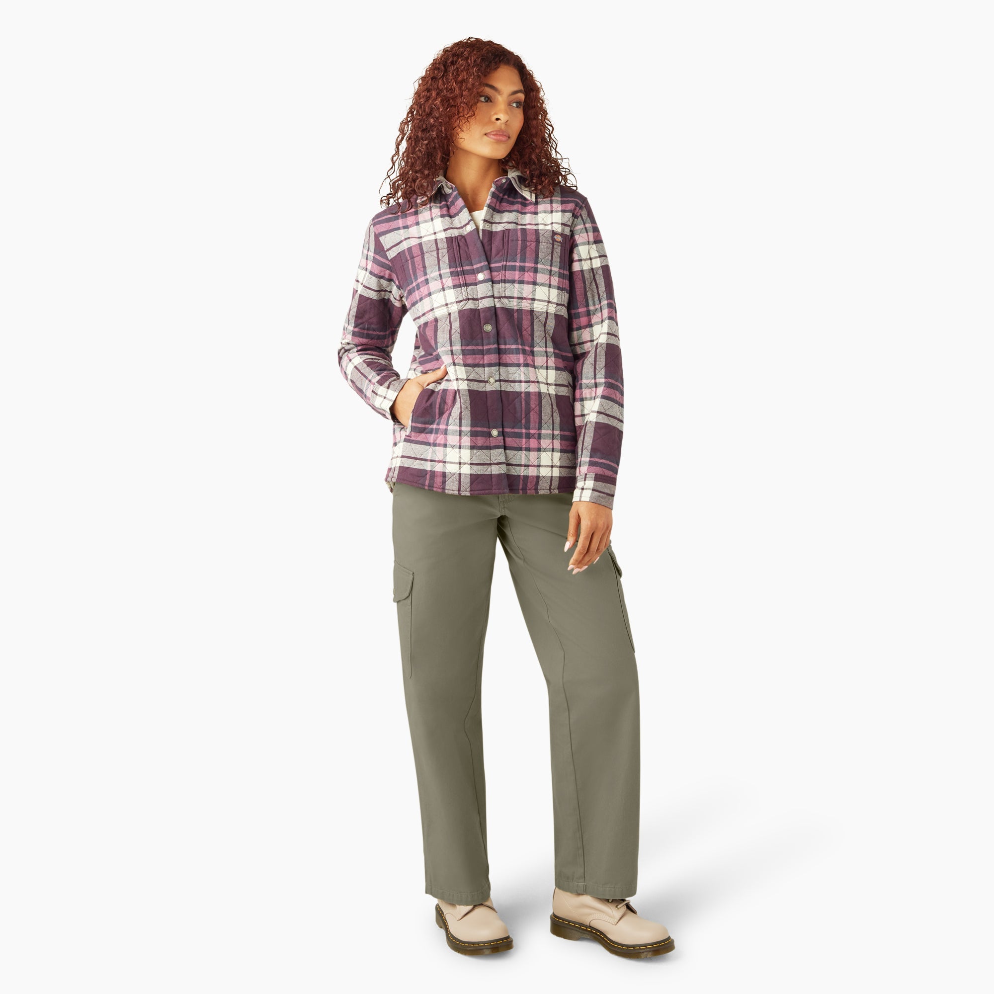"Women's Flannel Hooded Shirt Jacket"