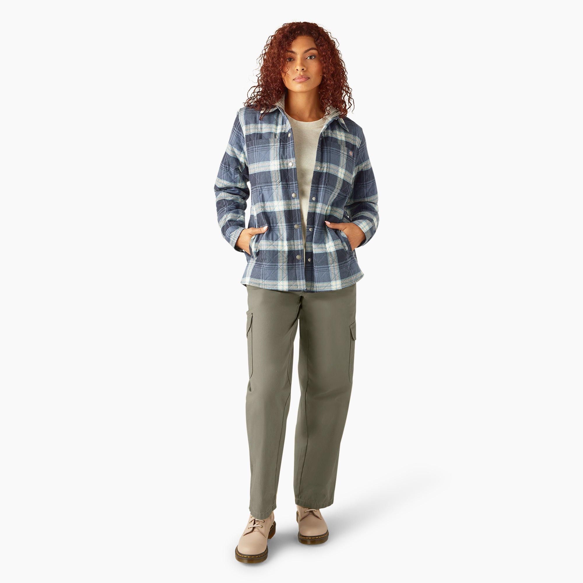"Women's Flannel Hooded Shirt Jacket"