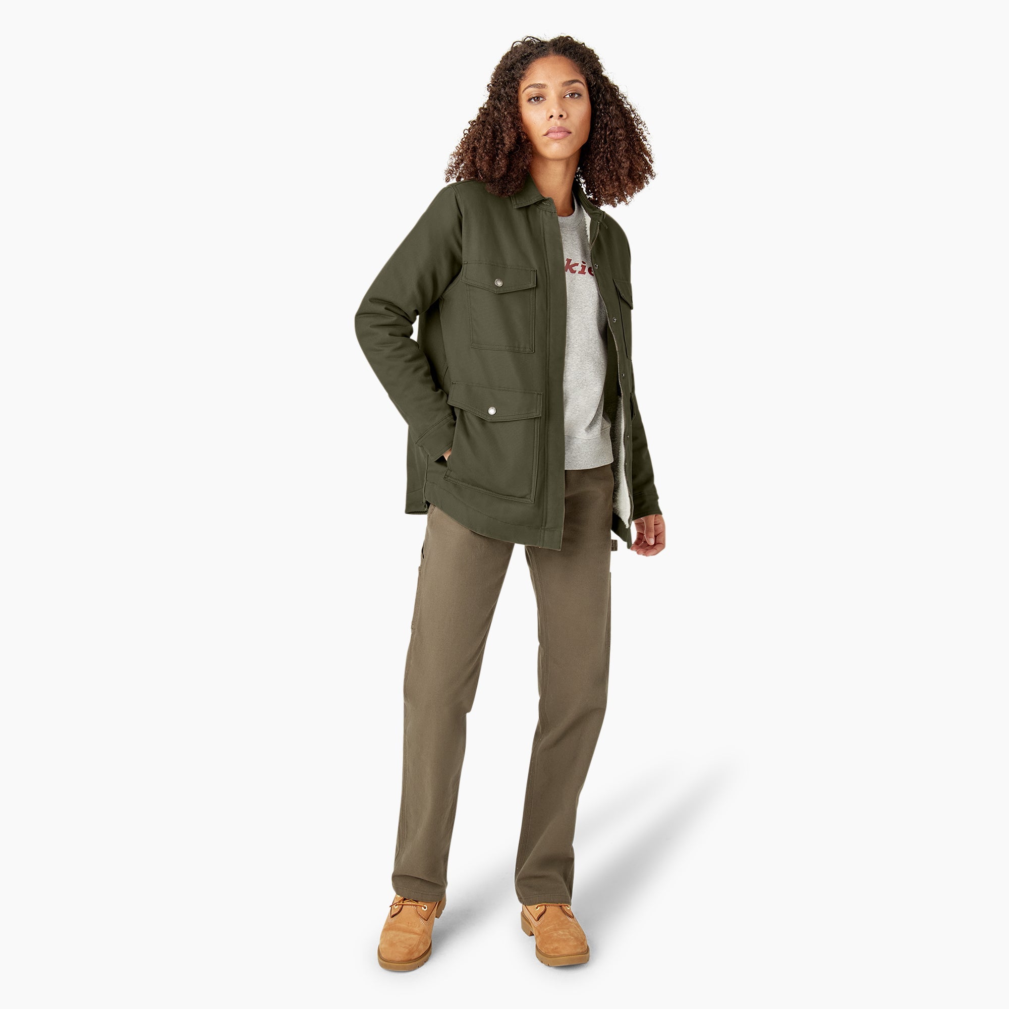 "Women's Duck High Pile Fleece Lined Chore Coat"