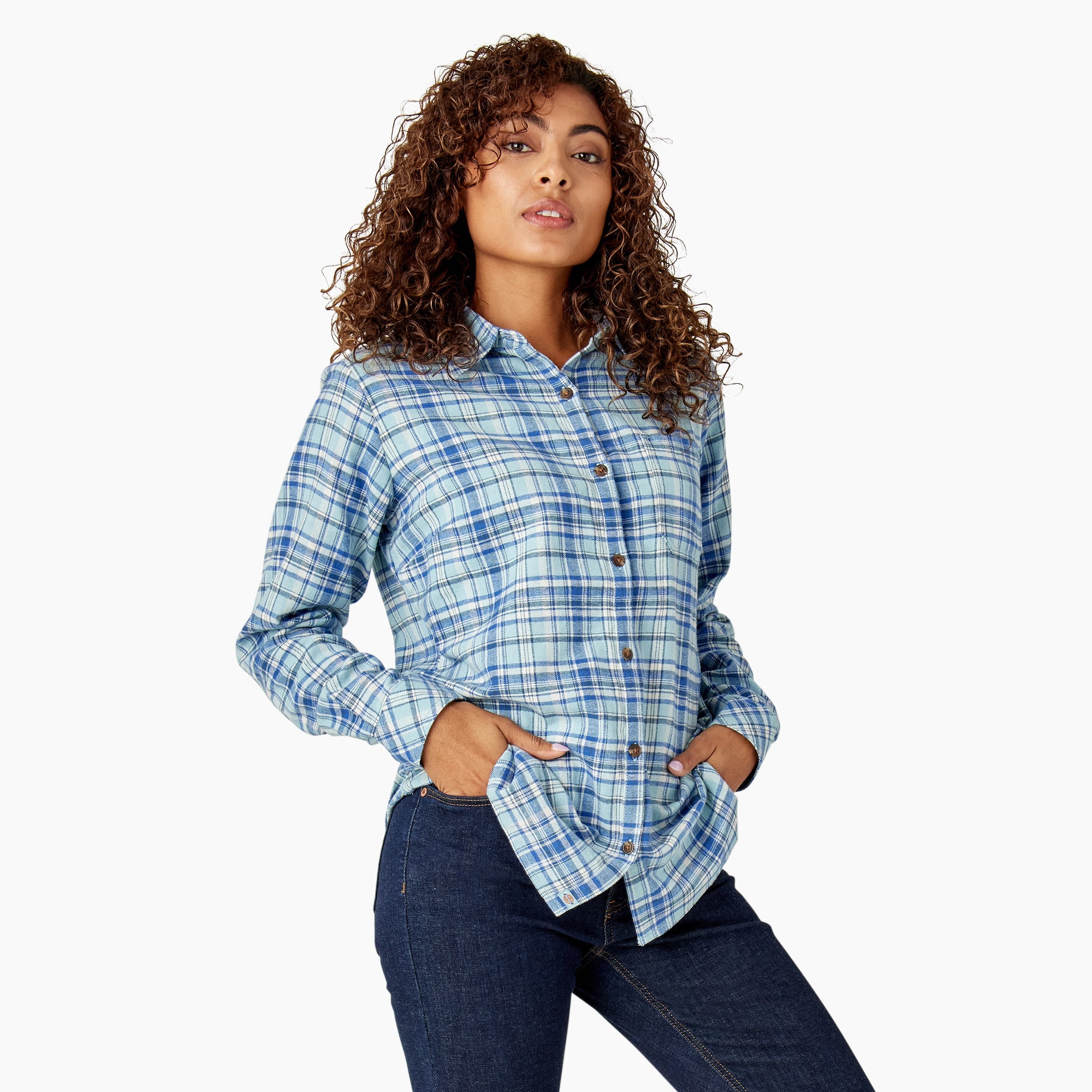 "Women's Plaid Flannel Long Sleeve Shirt"