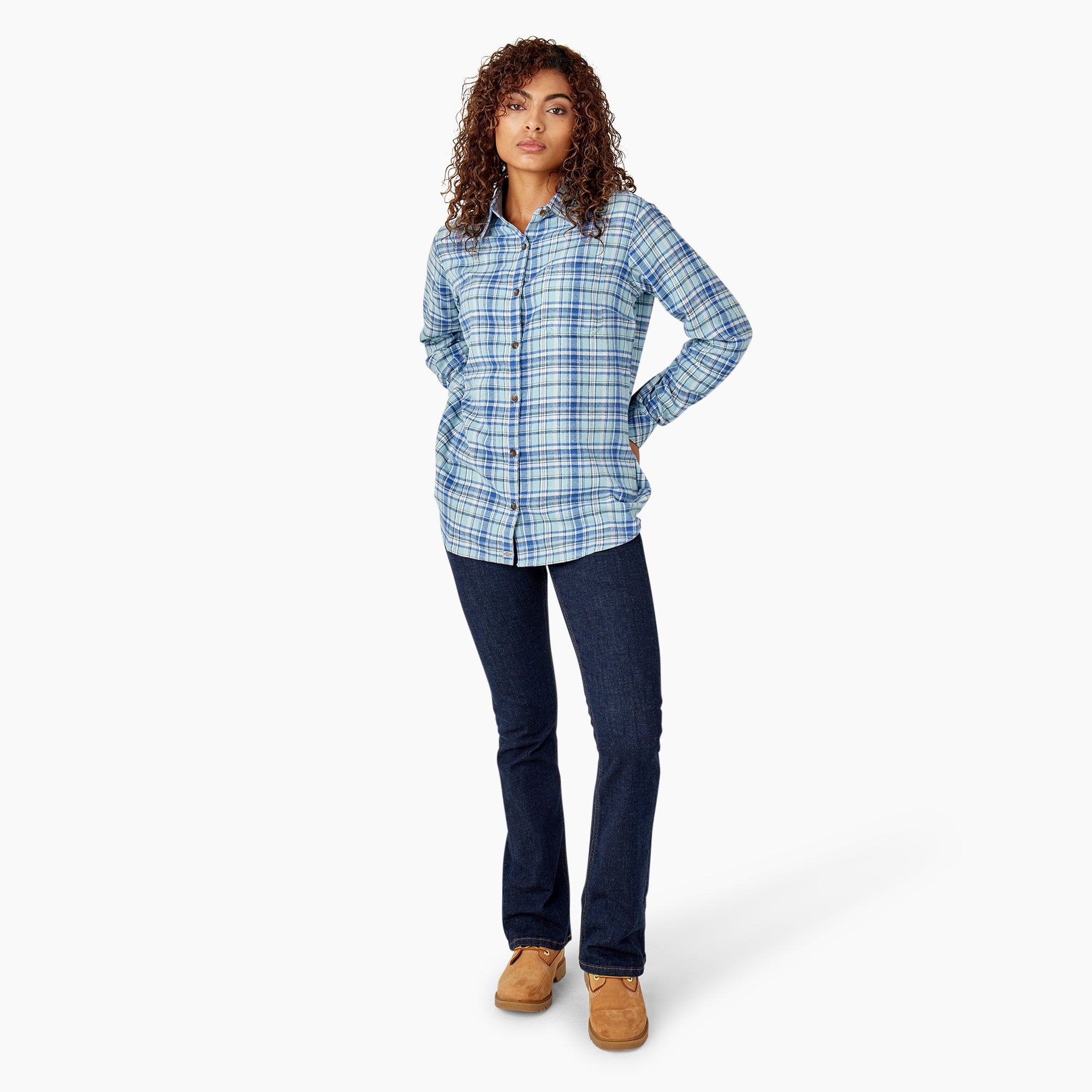 "Women's Plaid Flannel Long Sleeve Shirt"