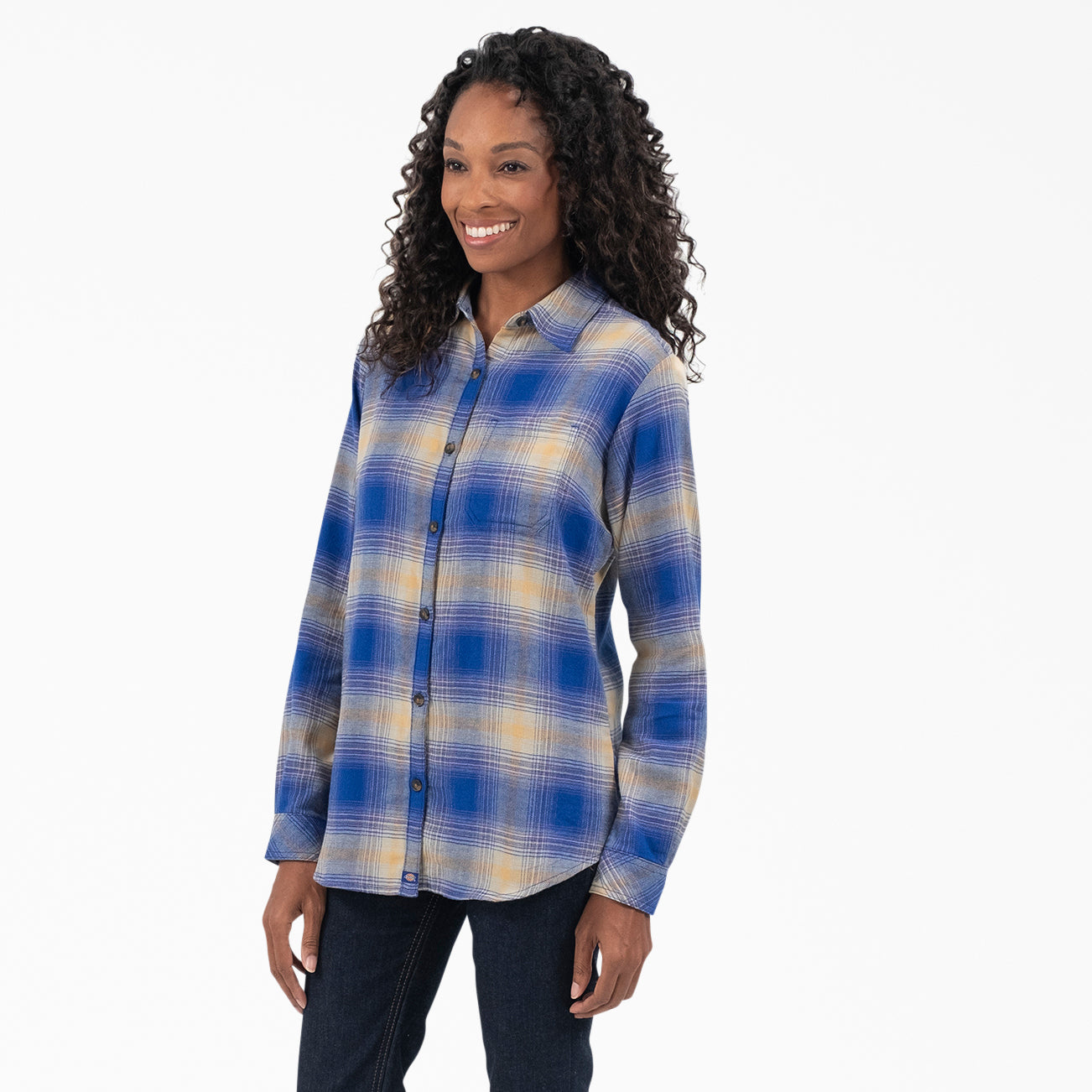 "Women's Plaid Flannel Long Sleeve Shirt"