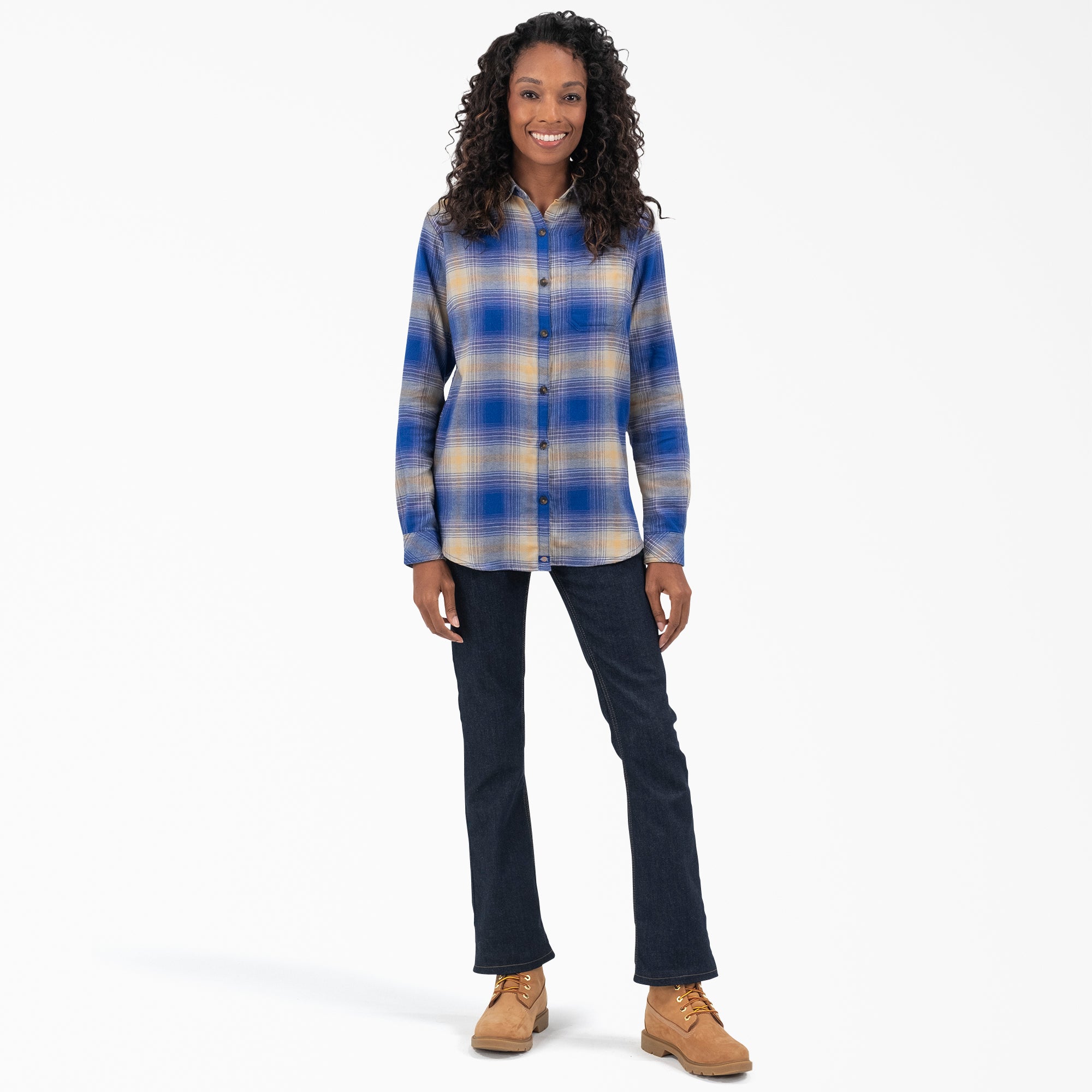 "Women's Plaid Flannel Long Sleeve Shirt"