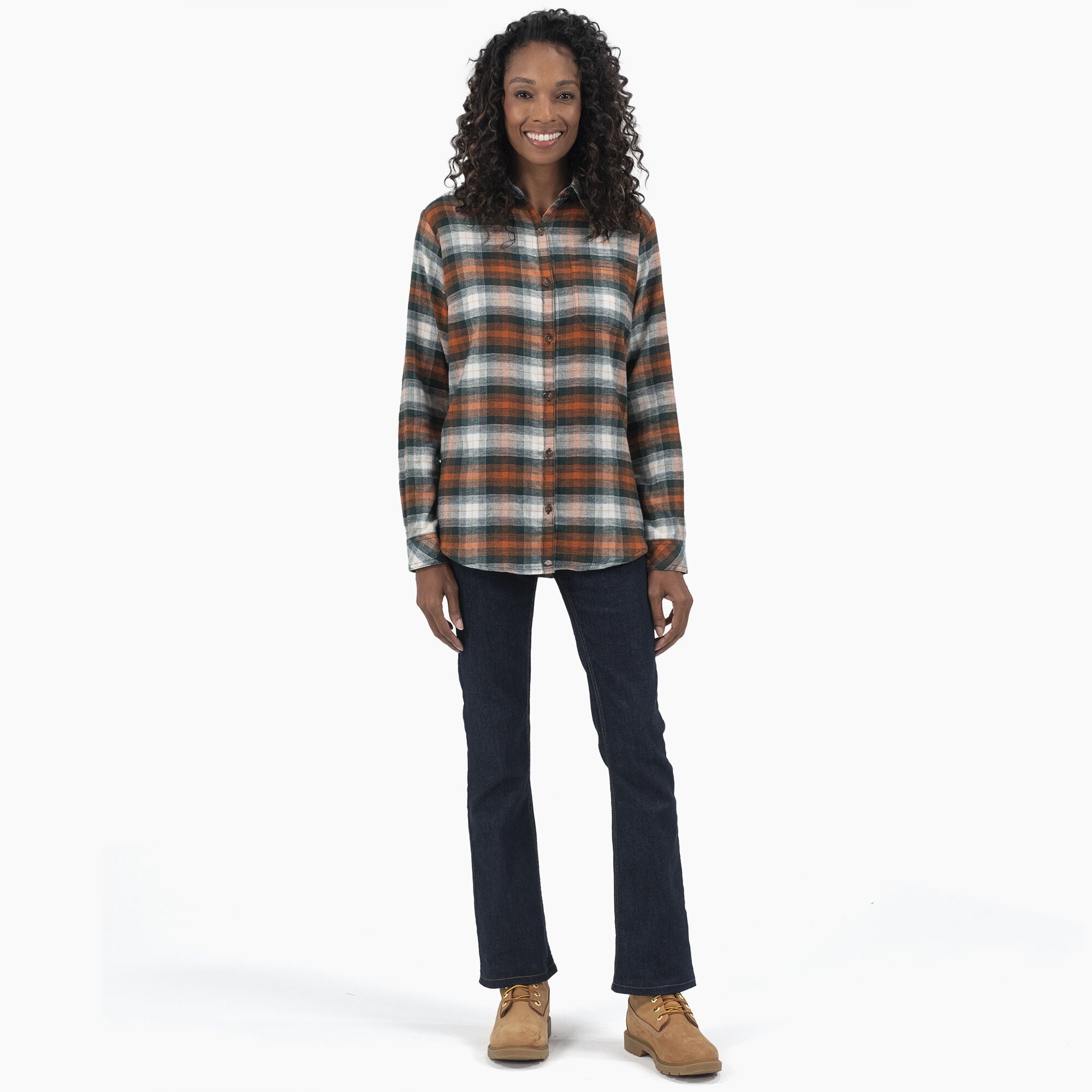 "Women's Plaid Flannel Long Sleeve Shirt"