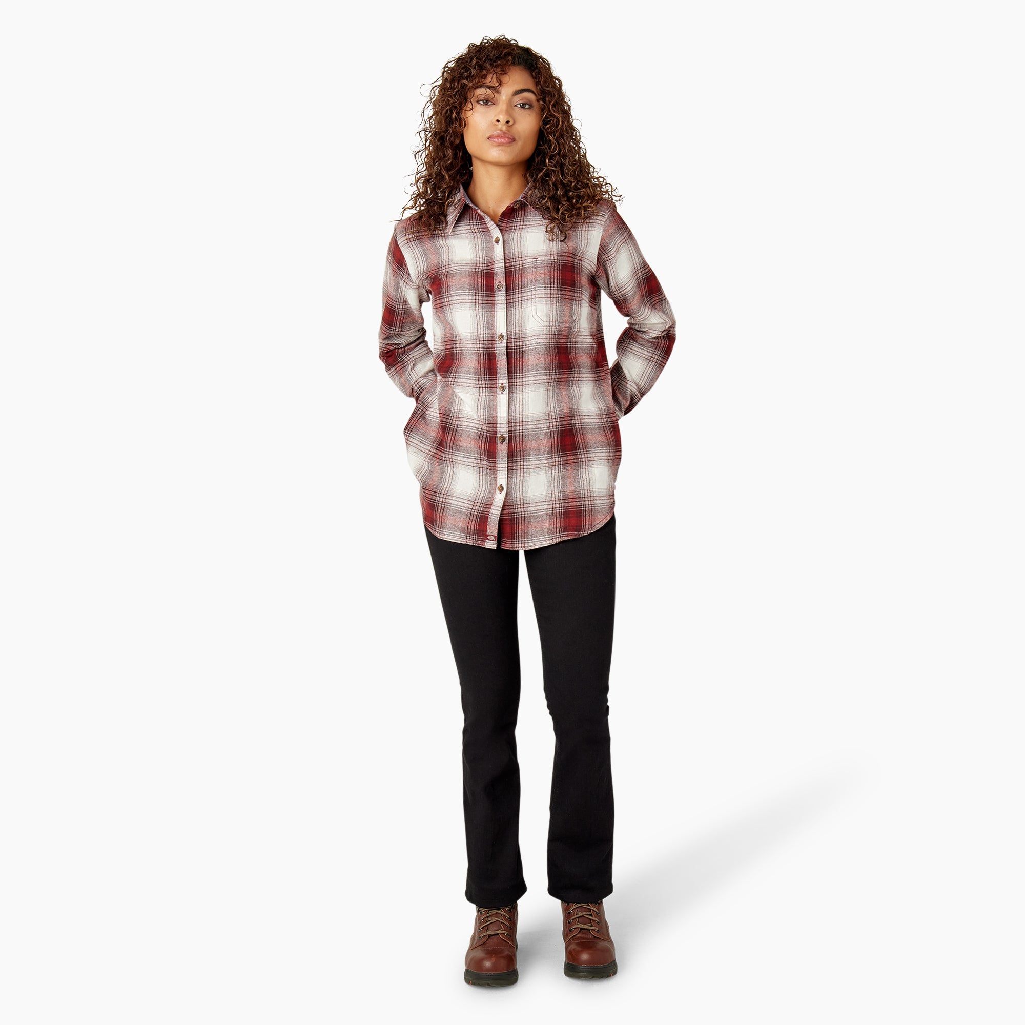 "Women's Plaid Flannel Long Sleeve Shirt"