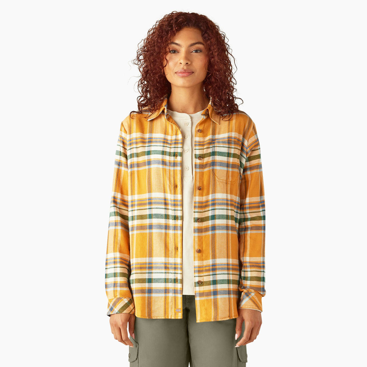 "Women's Plaid Flannel Long Sleeve Shirt"