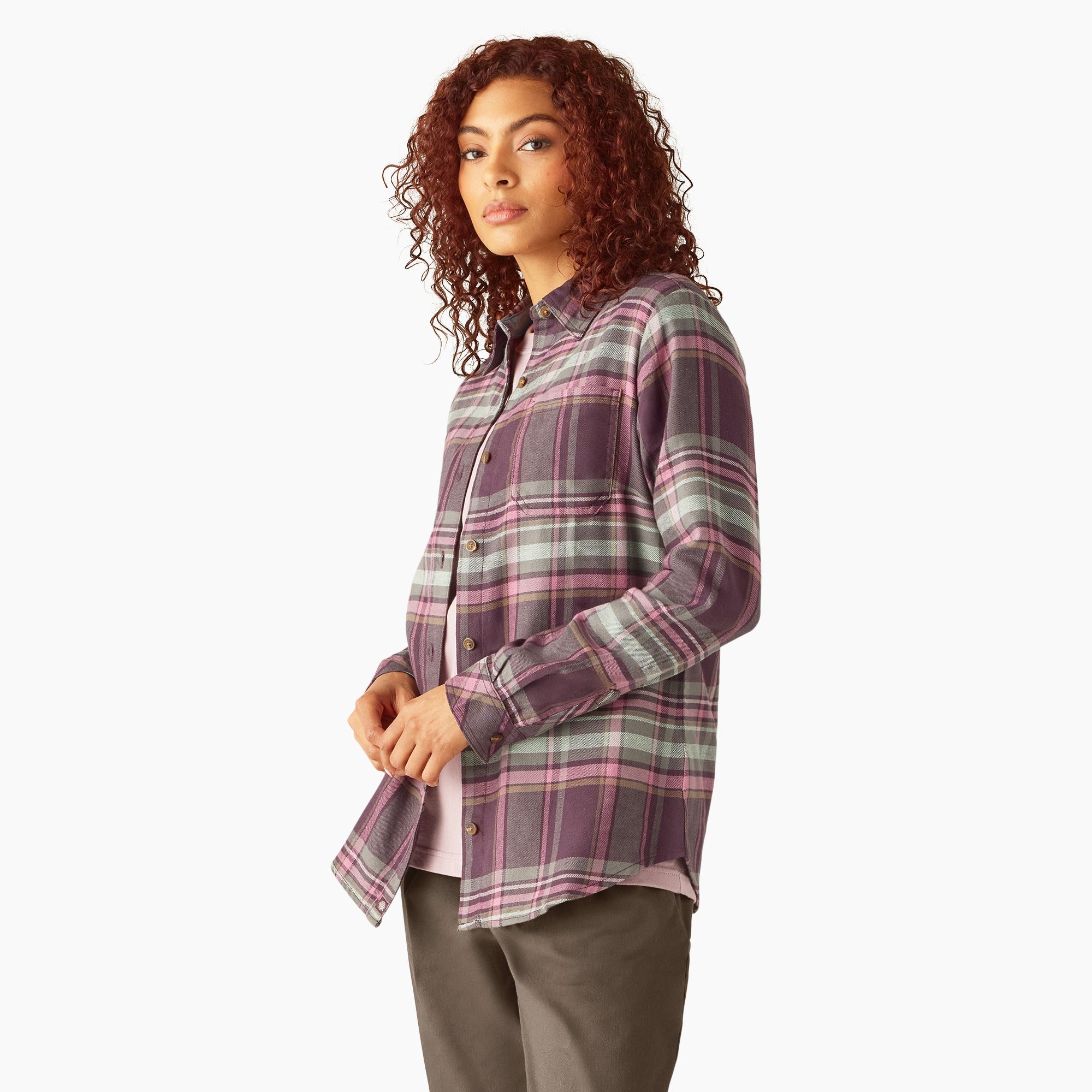 "Women's Plaid Flannel Long Sleeve Shirt"