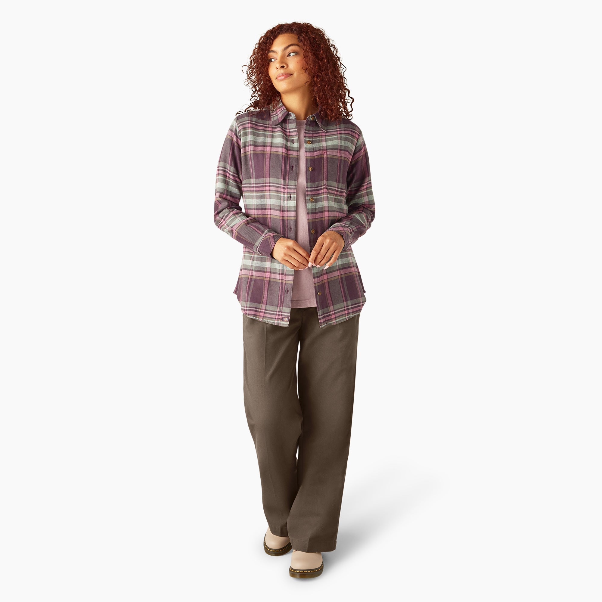 "Women's Plaid Flannel Long Sleeve Shirt"