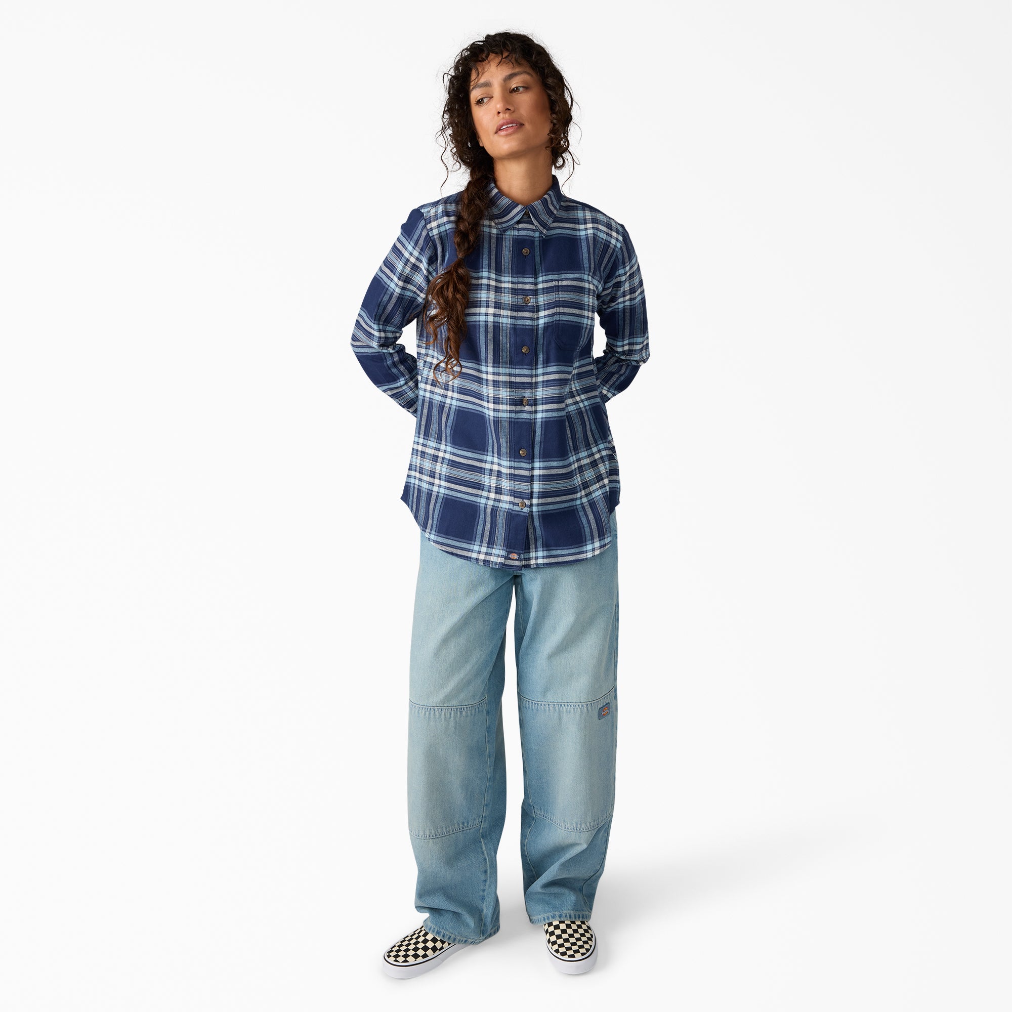 "Women's Plaid Flannel Long Sleeve Shirt"