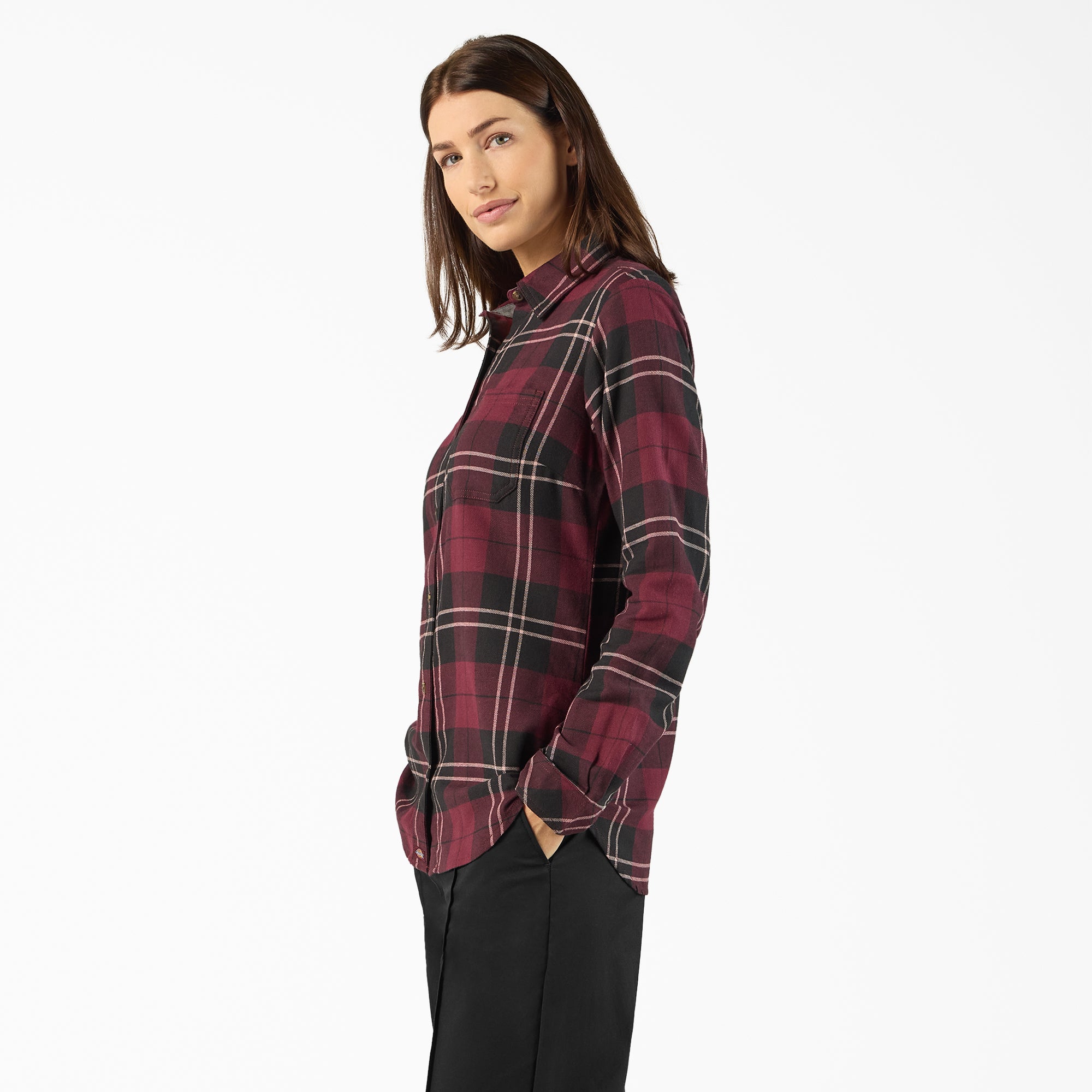 "Women's Plaid Flannel Long Sleeve Shirt"