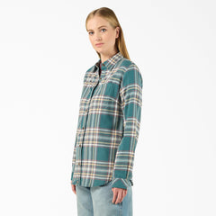 "Women's Plaid Flannel Long Sleeve Shirt"