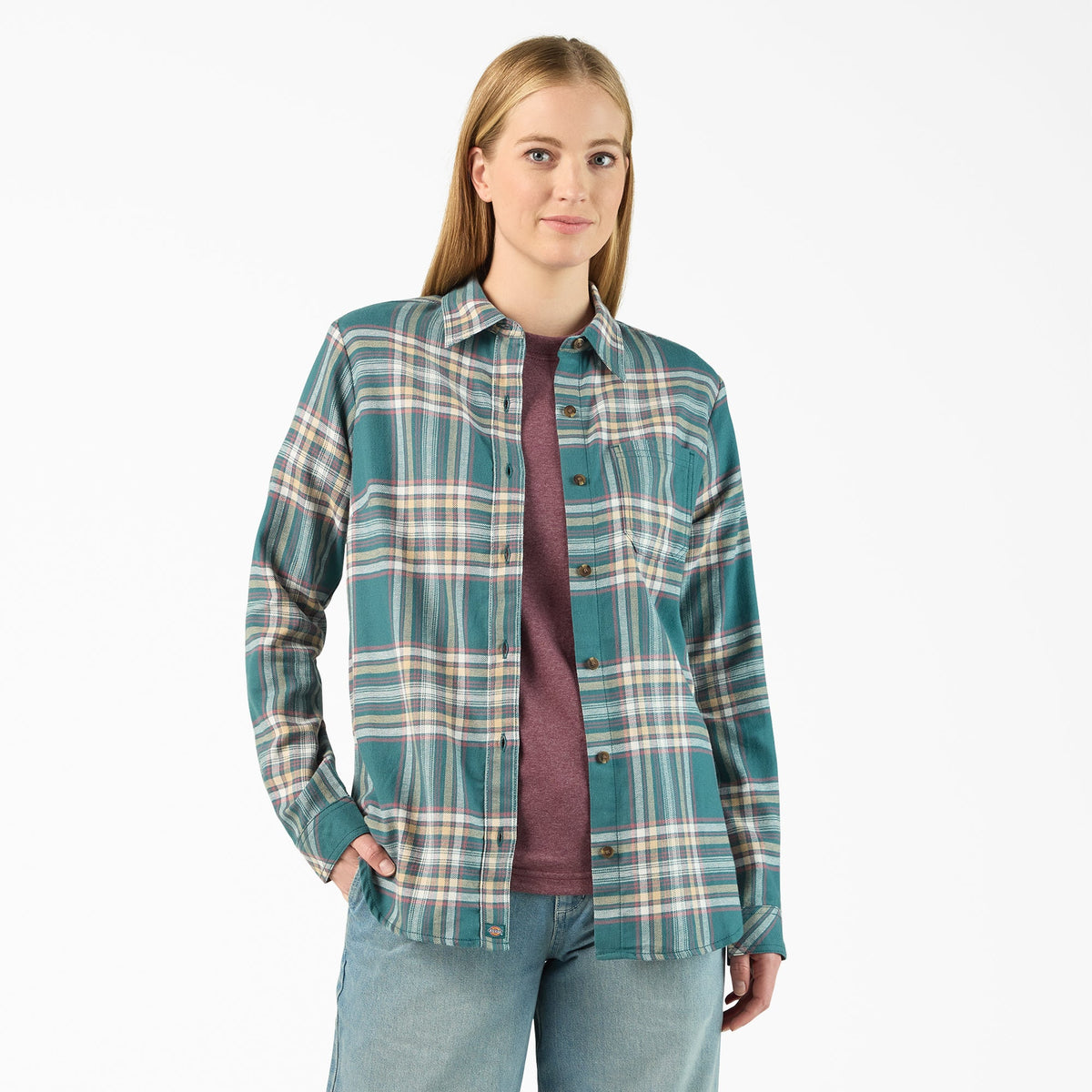 "Women's Plaid Flannel Long Sleeve Shirt"