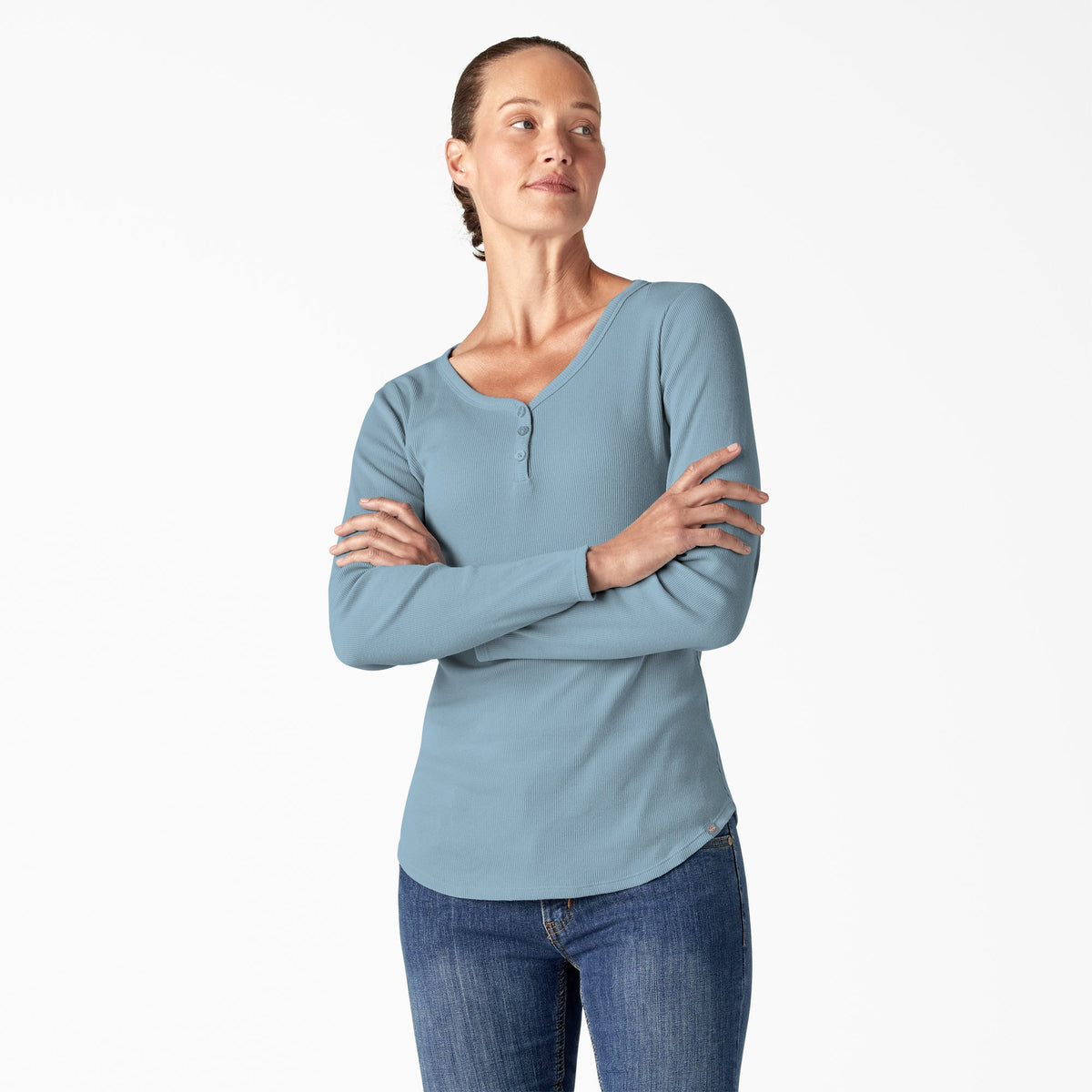"Women's Henley Long Sleeve Shirt"