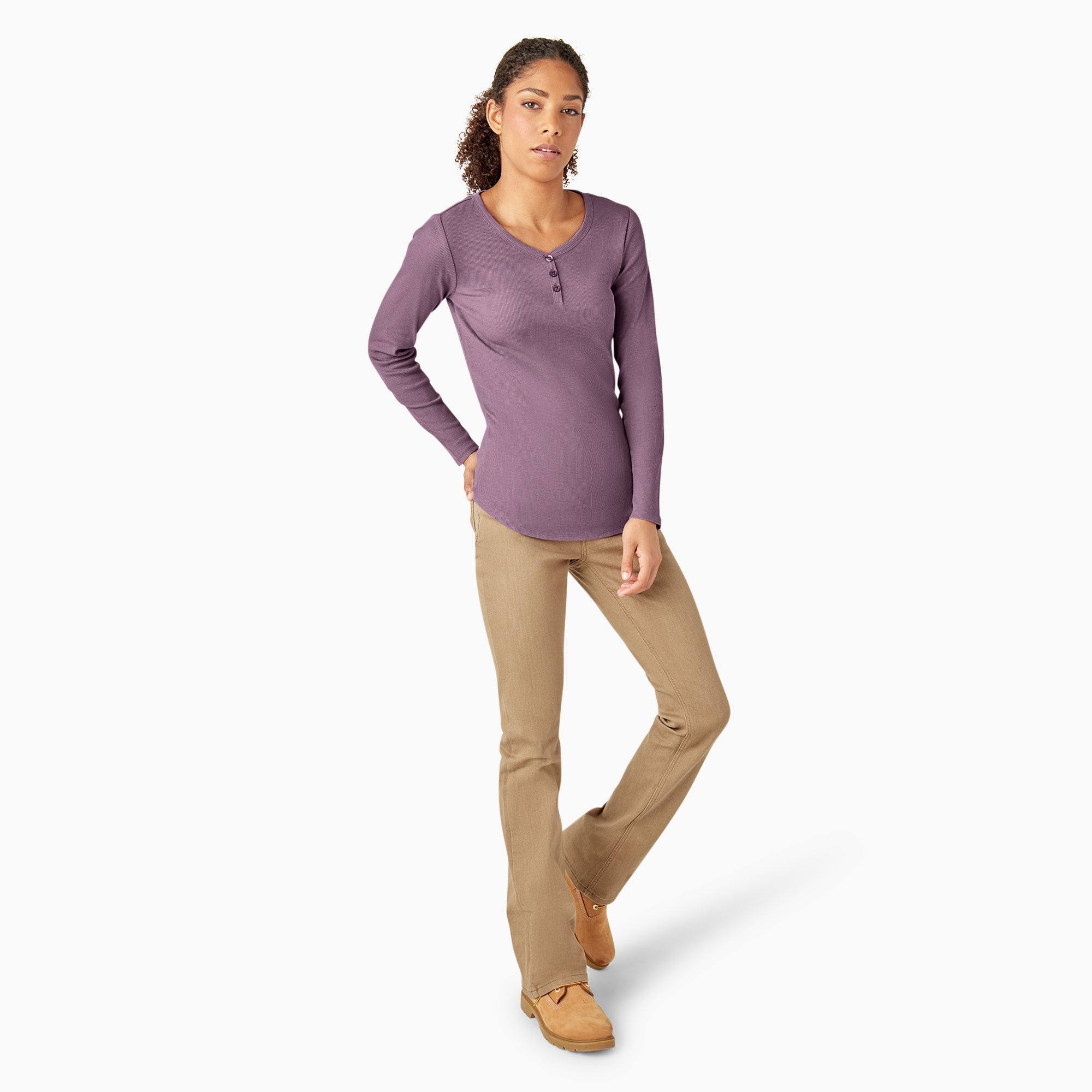 "Women's Henley Long Sleeve Shirt"