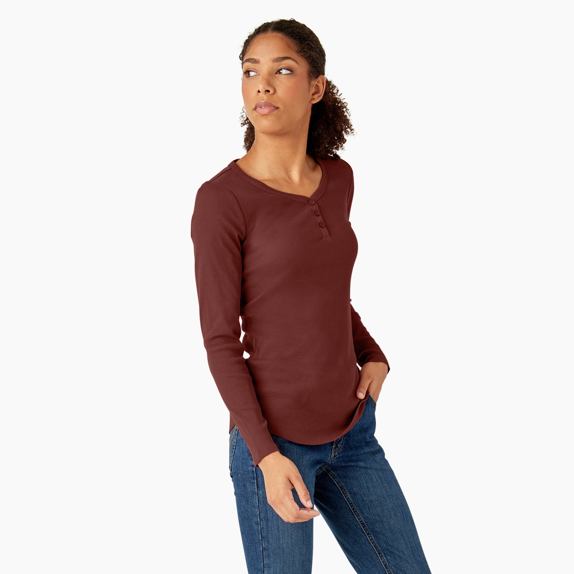 "Women's Henley Long Sleeve Shirt"