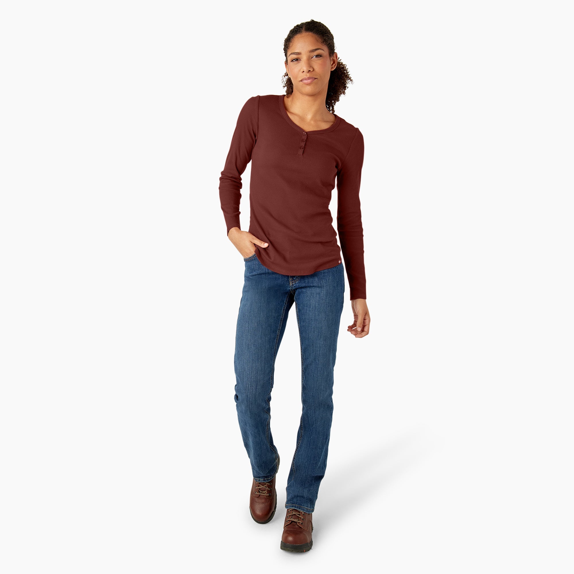 "Women's Henley Long Sleeve Shirt"