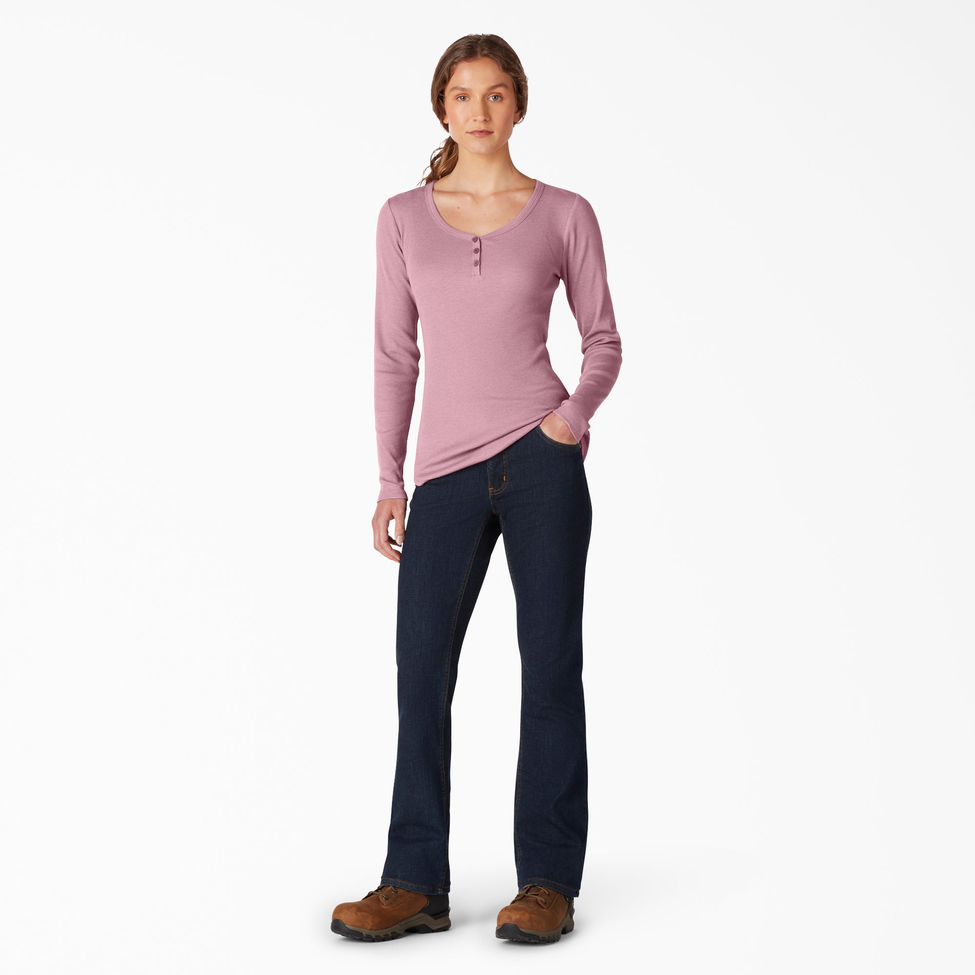 "Women's Henley Long Sleeve Shirt"