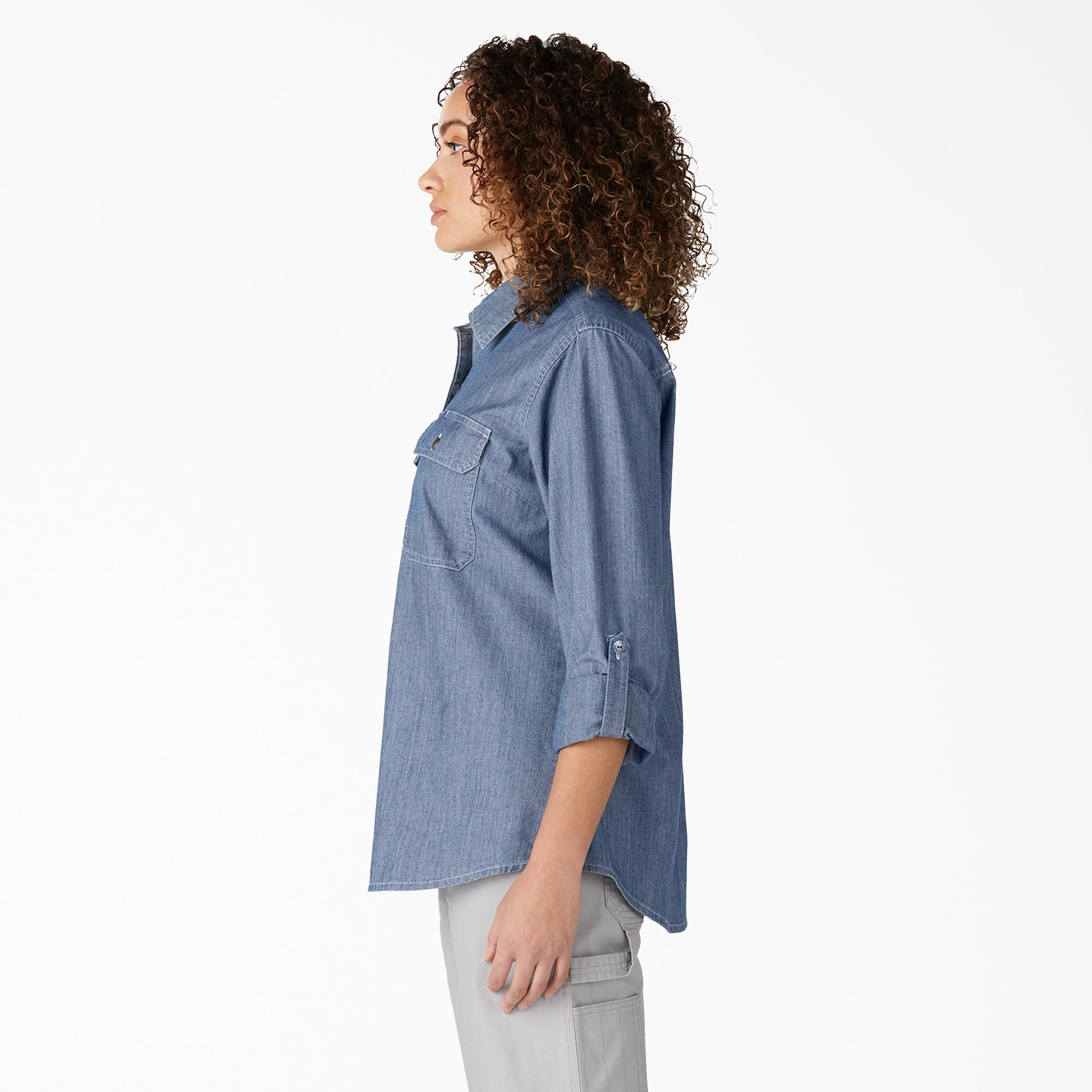 "Women's Chambray Roll-Tab Work Shirt"