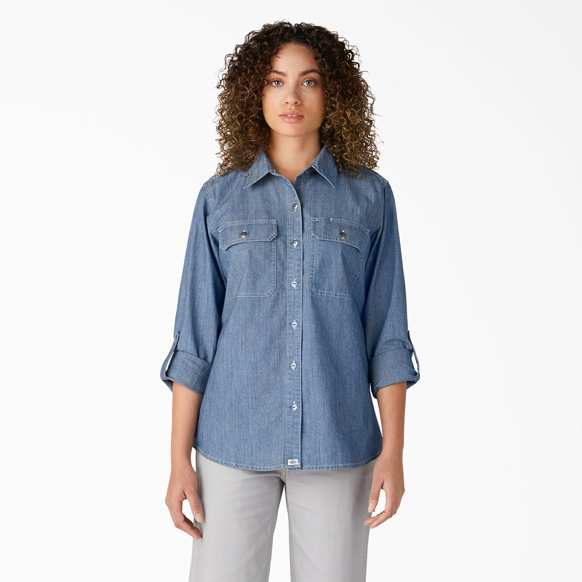 "Women's Chambray Roll-Tab Work Shirt"