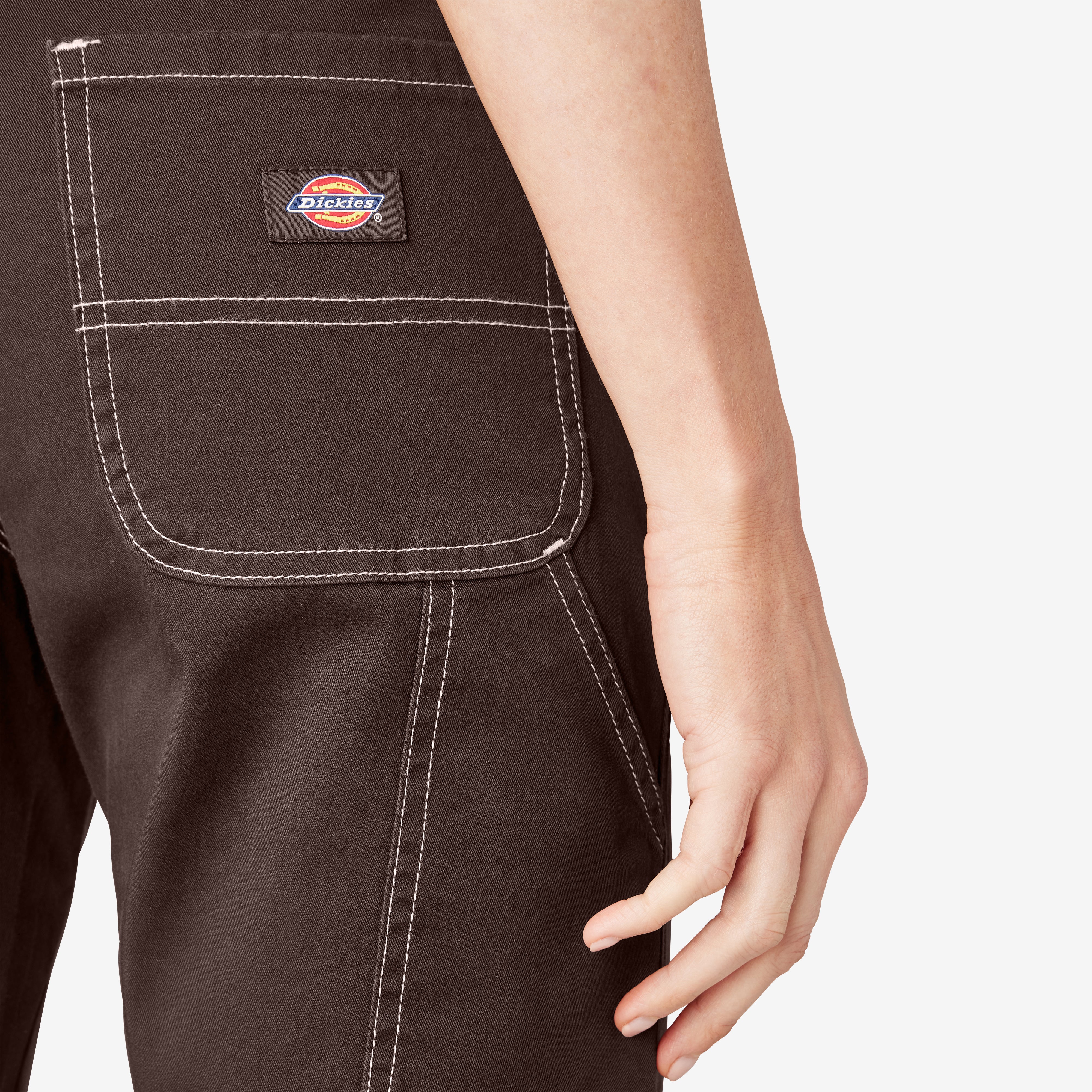 "Women's Slim Straight Fit Roll Hem Carpenter Pants"