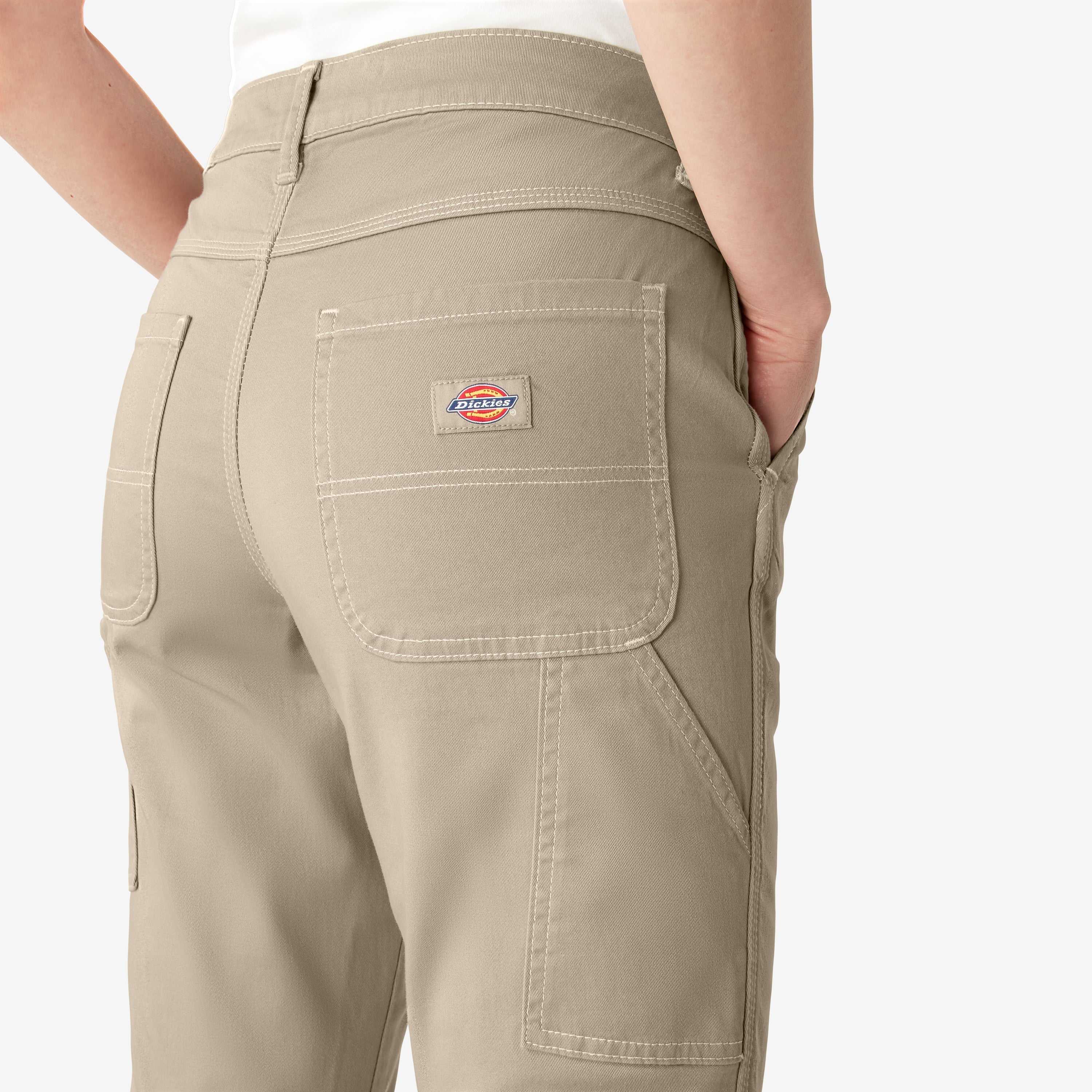 "Women's Slim Straight Fit Roll Hem Carpenter Pants"