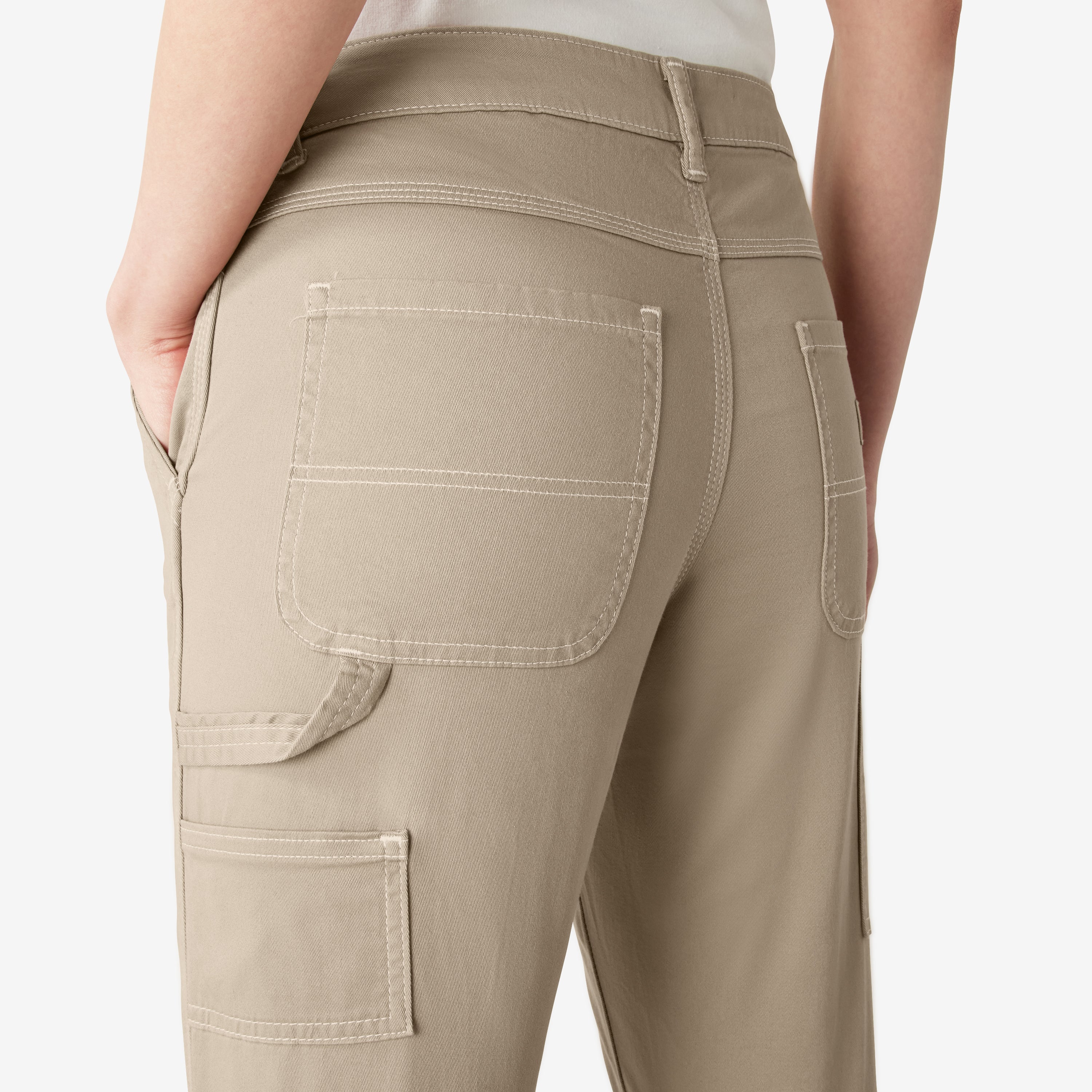 "Women's Slim Straight Fit Roll Hem Carpenter Pants"