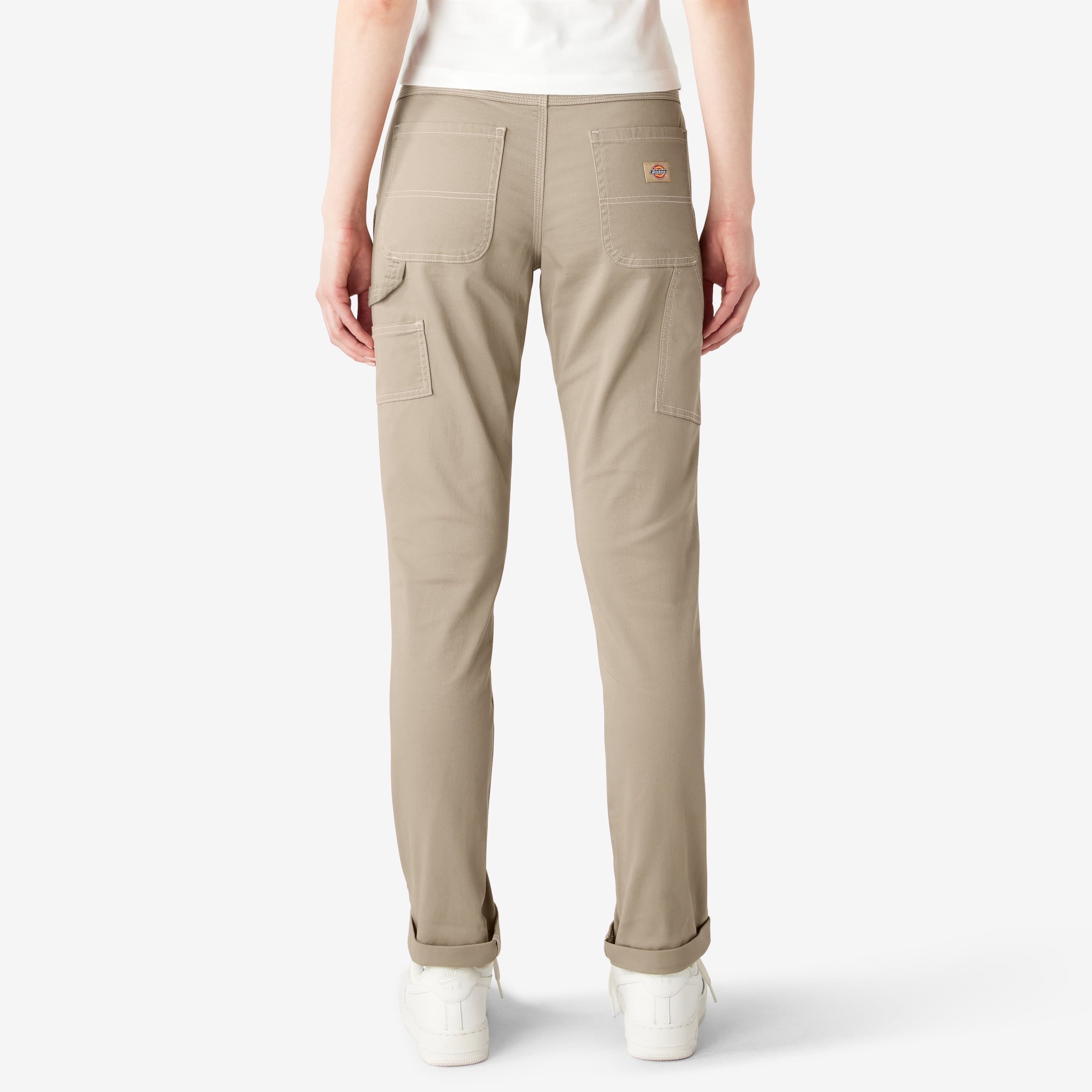 "Women's Slim Straight Fit Roll Hem Carpenter Pants"