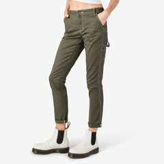 "Women's Slim Straight Fit Roll Hem Carpenter Pants"