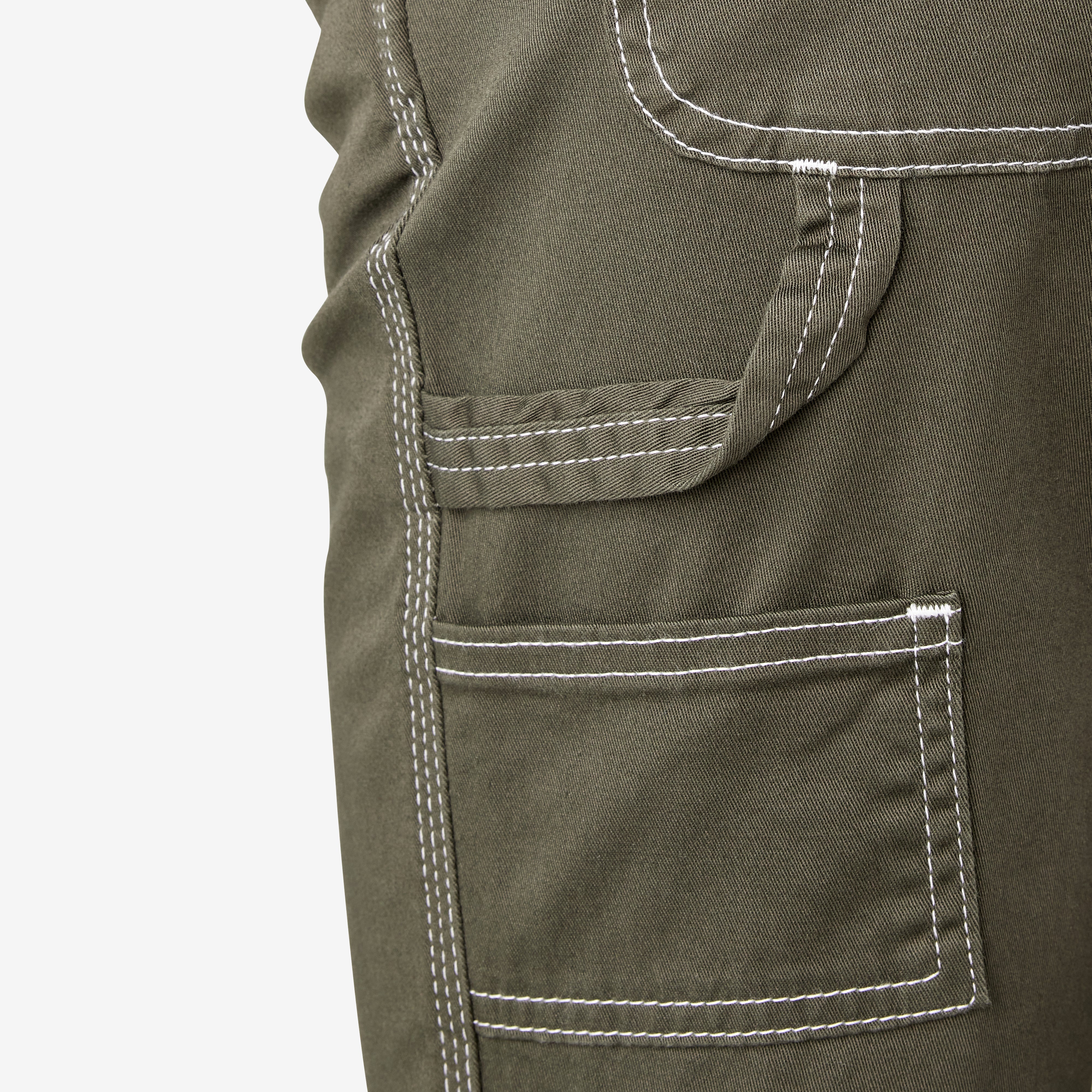 "Women's Slim Straight Fit Roll Hem Carpenter Pants"