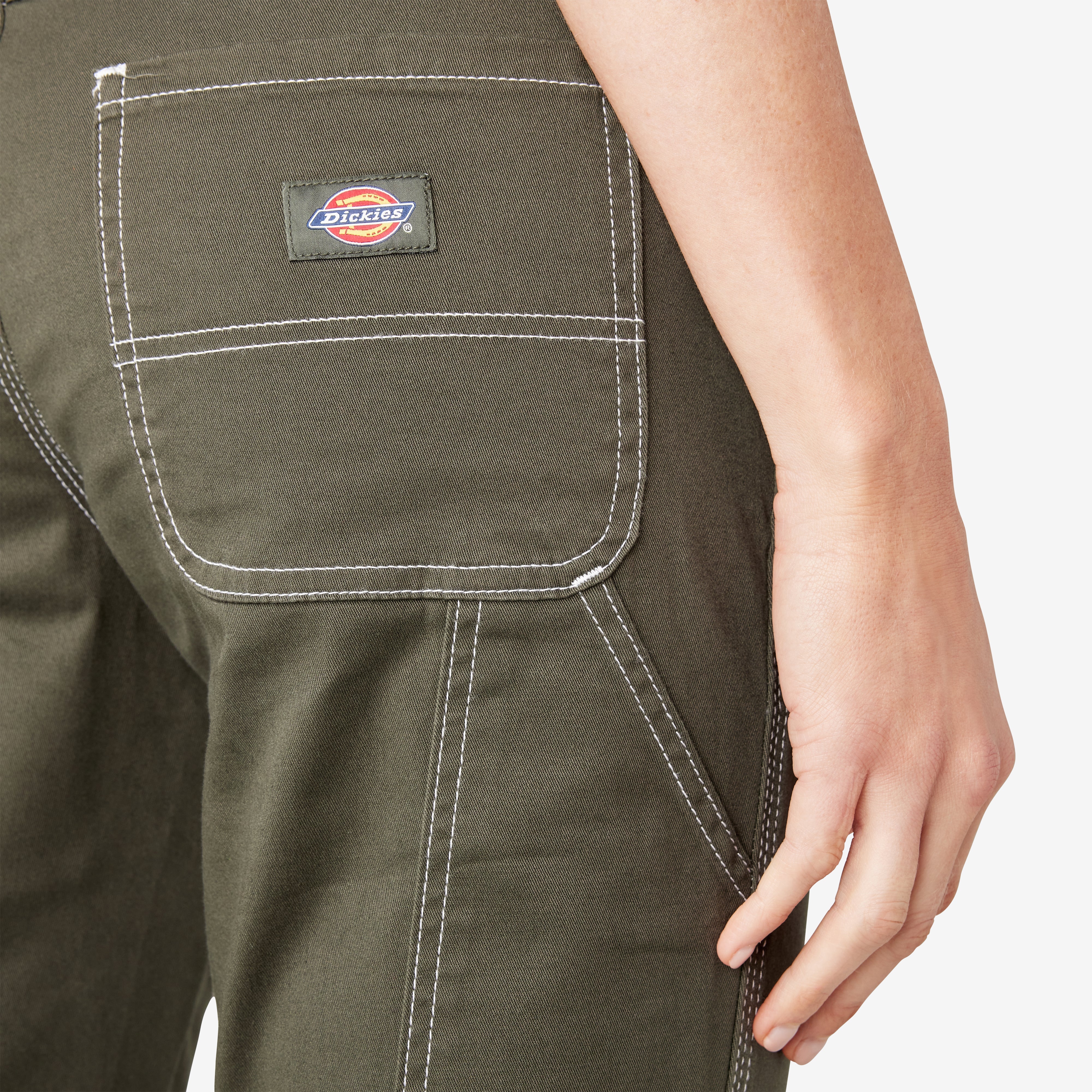 "Women's Slim Straight Fit Roll Hem Carpenter Pants"