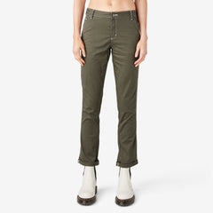 "Women's Slim Straight Fit Roll Hem Carpenter Pants"