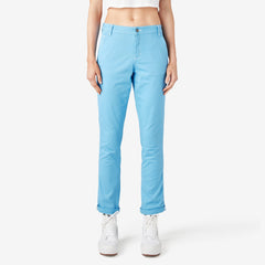 "Women's Slim Straight Fit Roll Hem Carpenter Pants"