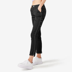 "Women's Slim Straight Fit Roll Hem Carpenter Pants"