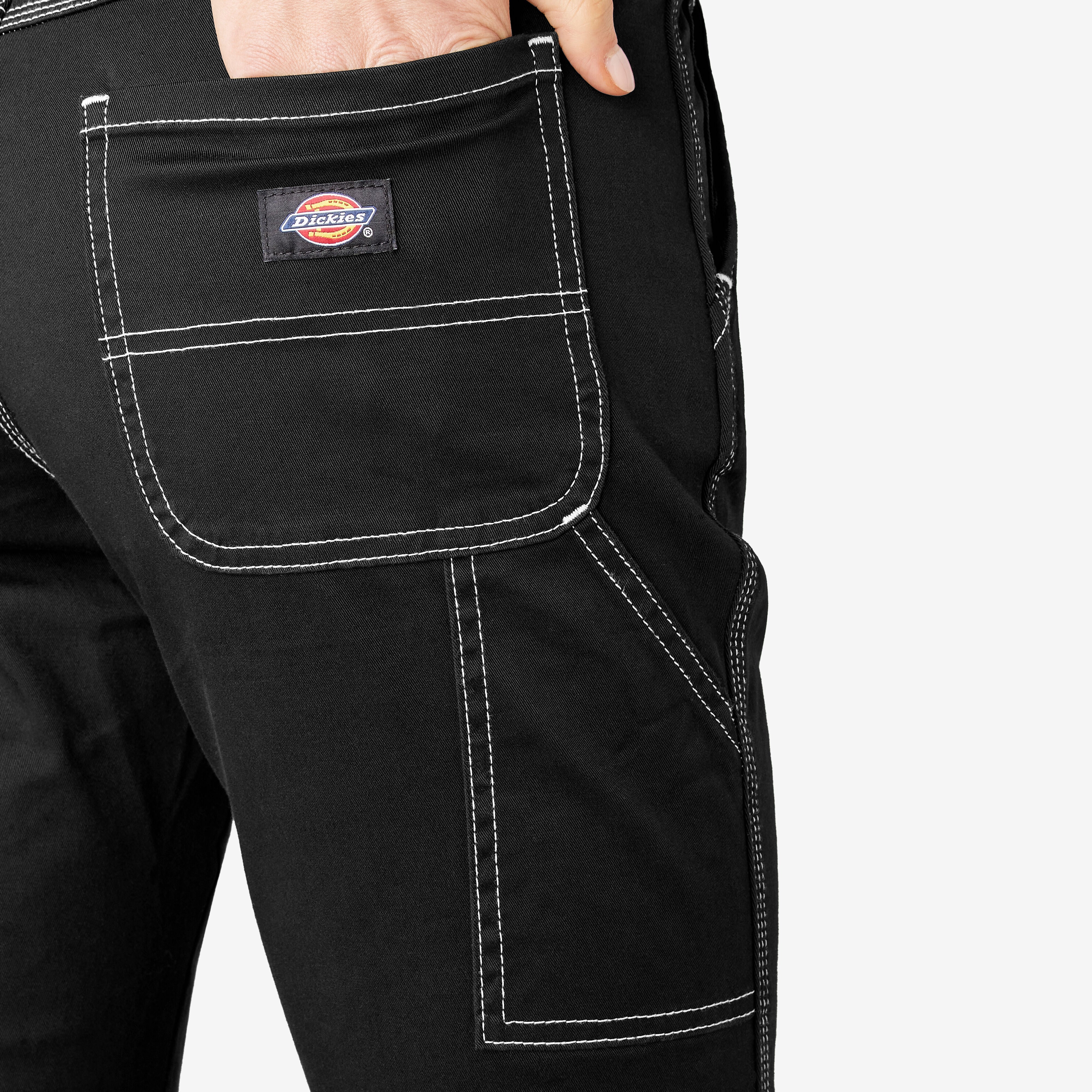 "Women's Slim Straight Fit Roll Hem Carpenter Pants"