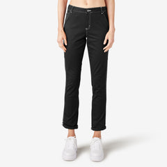 "Women's Slim Straight Fit Roll Hem Carpenter Pants"