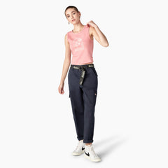 "Women's Relaxed Fit Contrast Stitch Cropped Cargo Pants"