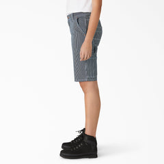"Women's Relaxed Fit Hickory Stripe Carpenter Shorts, 11"""
