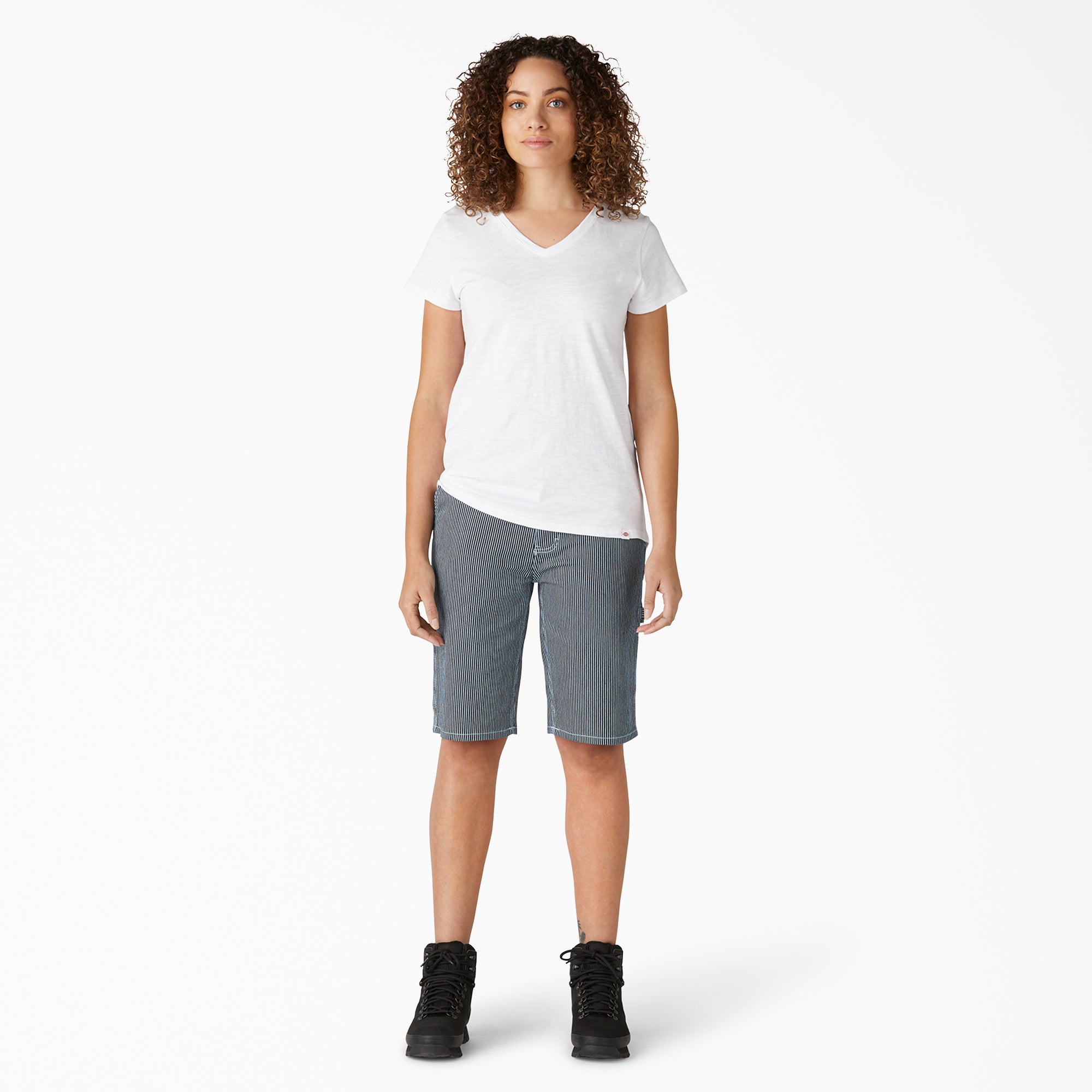"Women's Relaxed Fit Hickory Stripe Carpenter Shorts, 11"""
